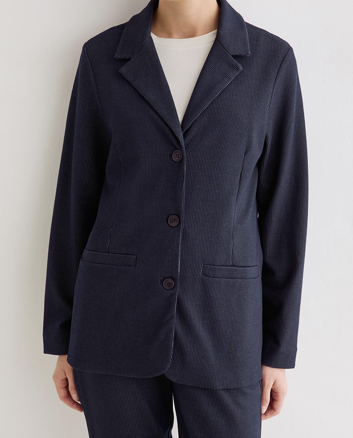 Americana de mujer de punto con raya diplomática - Yerse - Azul oscuro Azul oscuro-2