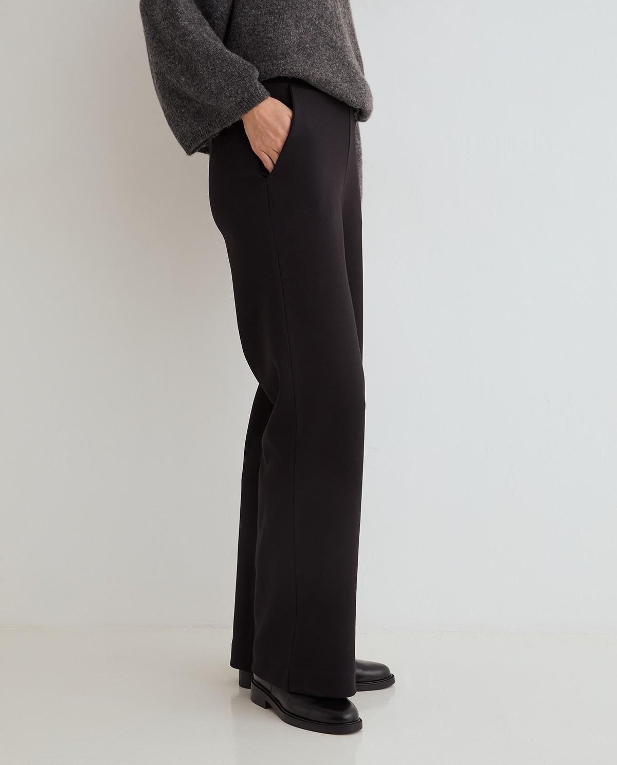 Pantalón ancho de mujer con cintura elástica - Yerse - Negro Negro-2