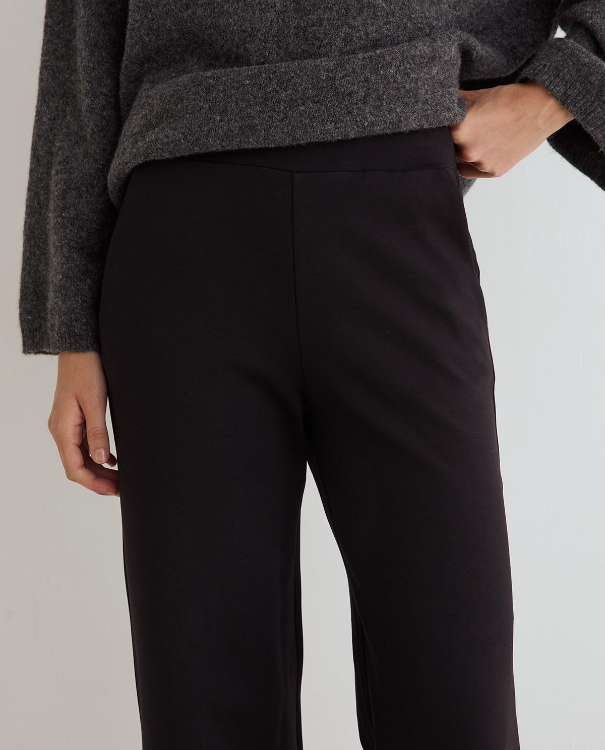 Pantalón ancho de mujer con cintura elástica - Yerse - Negro Negro-3