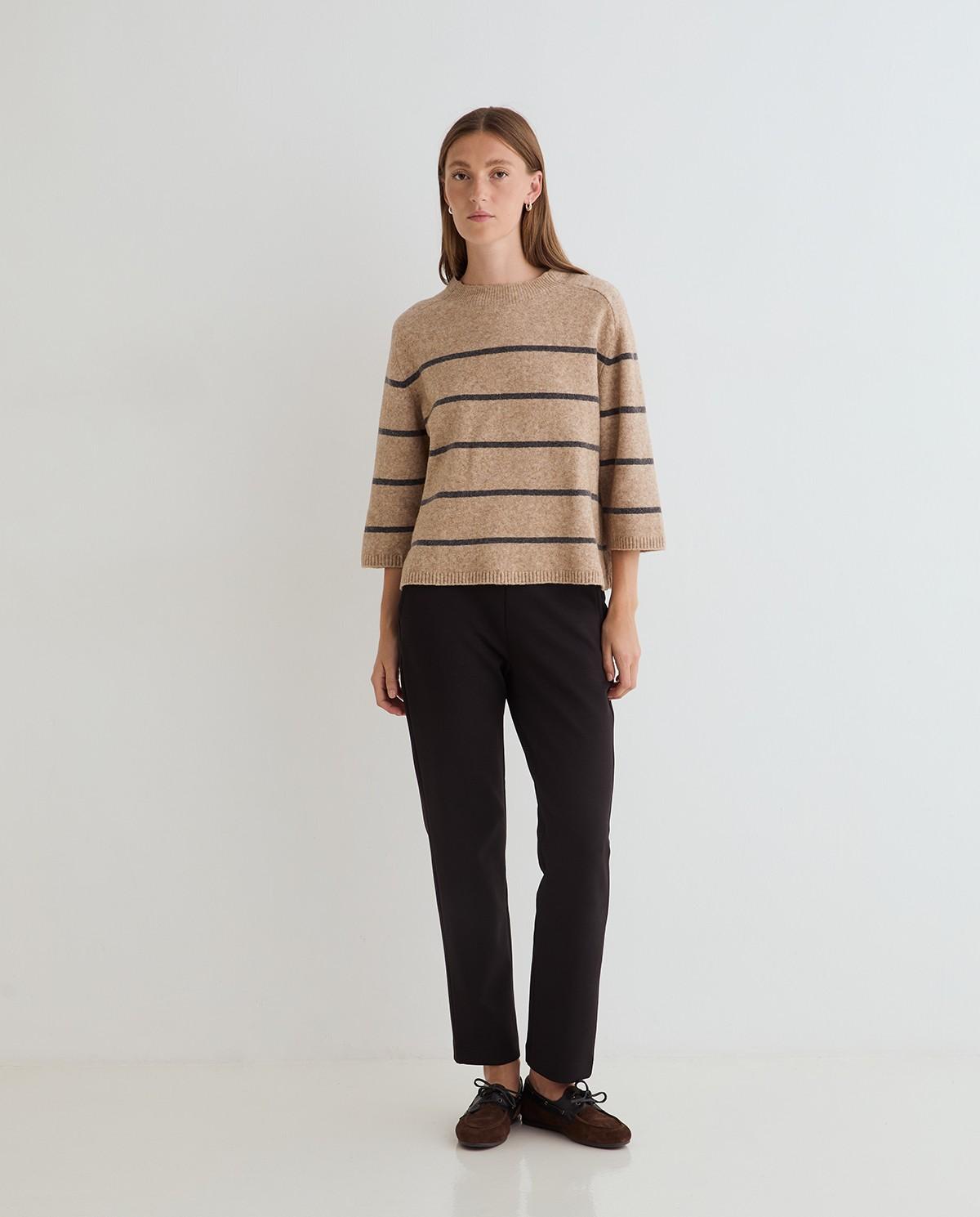 Imagen 0 de Pantalón recto de mujer de punto Negro