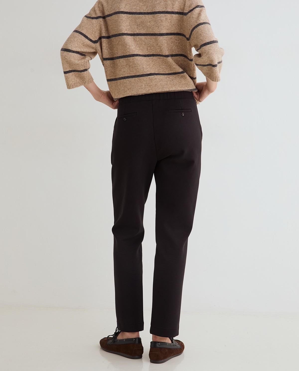 Pantalón recto de mujer de punto - Yerse - Negro Negro-4