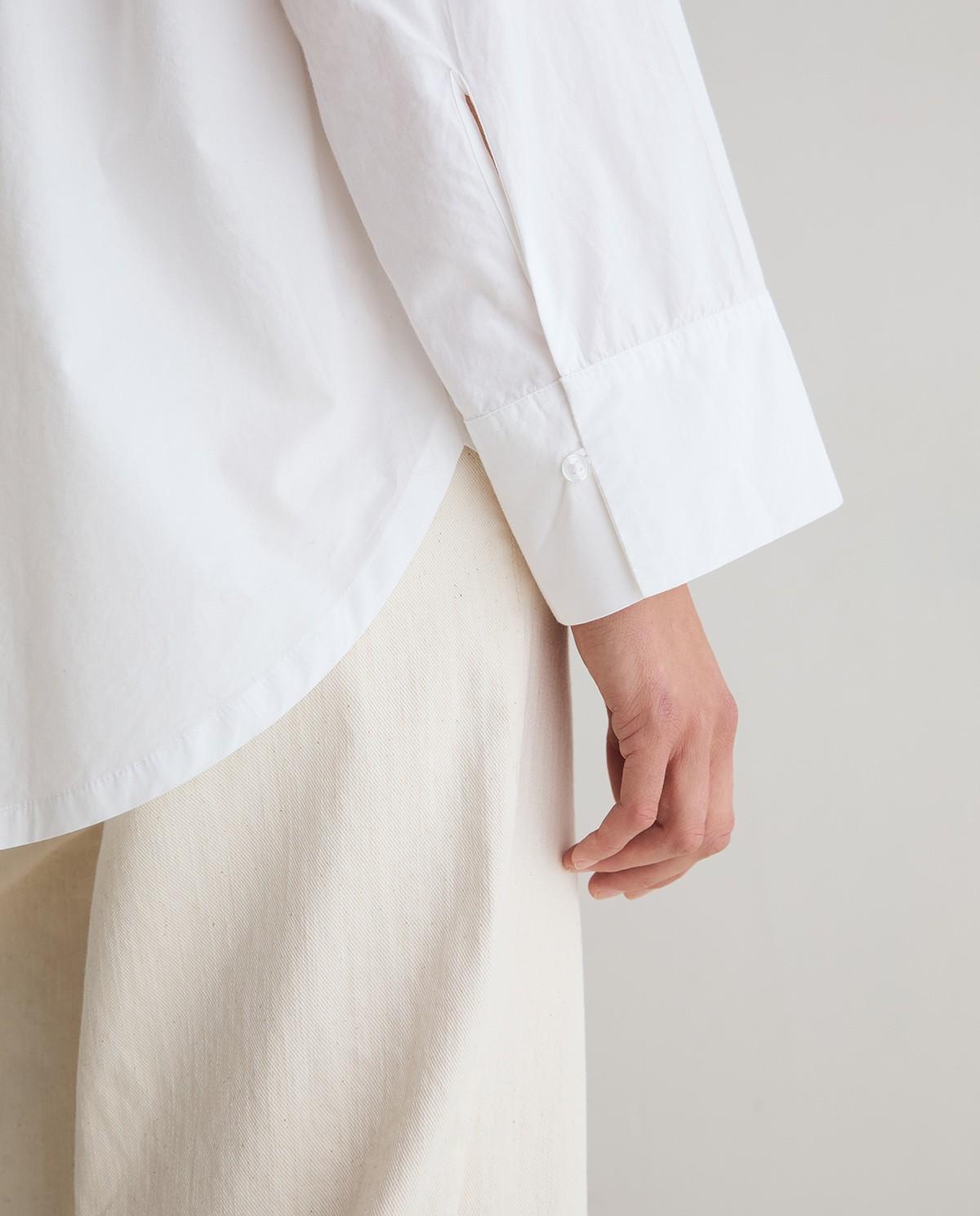 Camisa oversize de mujer popelin de manga larga de algodón - Yerse - Blanco Blanco-2