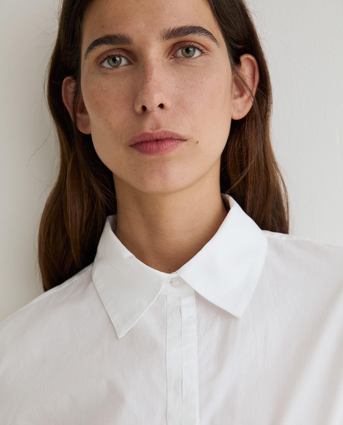 Camisa de mujer con cuello camisero de manga larga - Yerse - Blanco Blanco-2