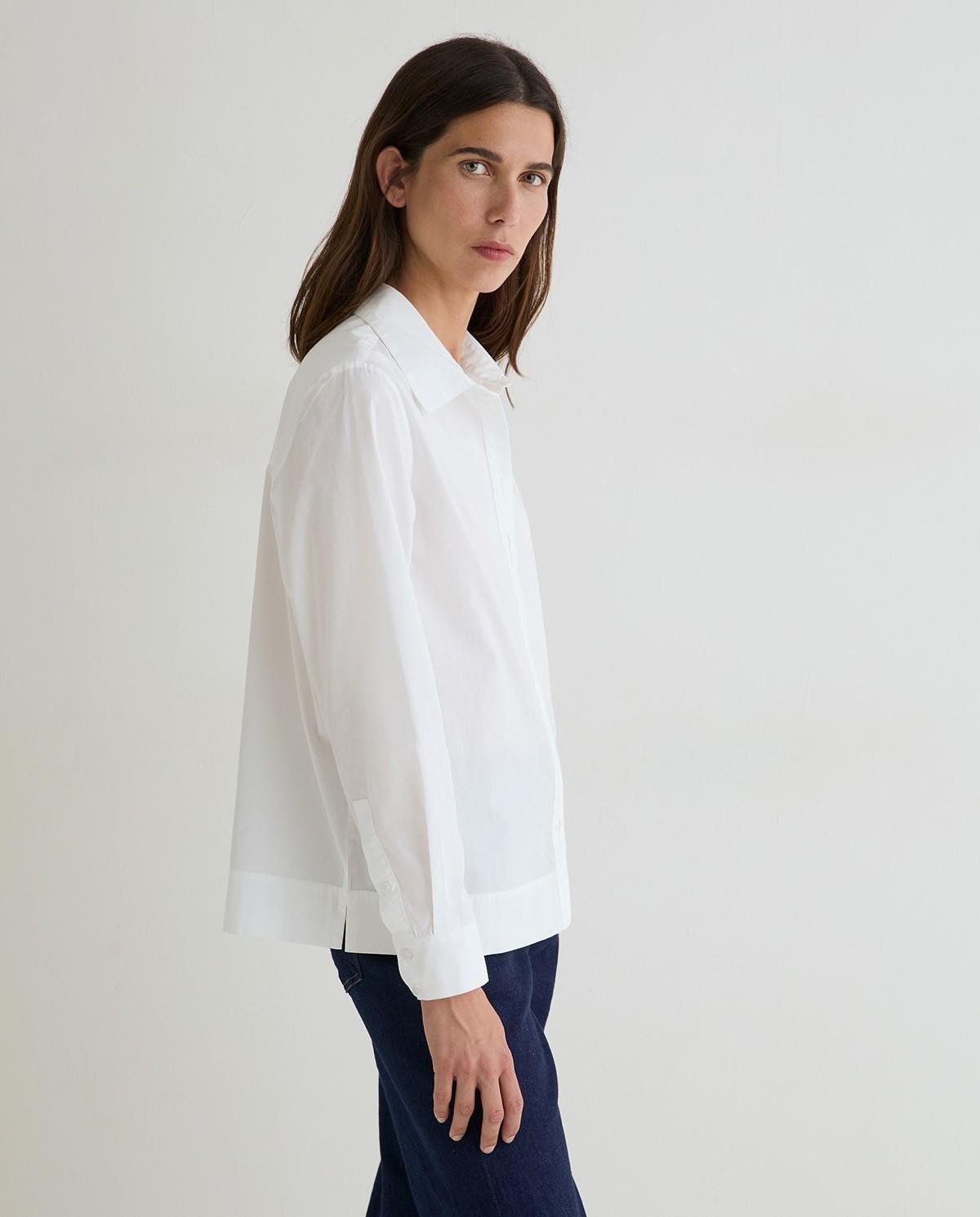 Camisa de mujer con cuello camisero de manga larga - Yerse - Blanco Blanco-3