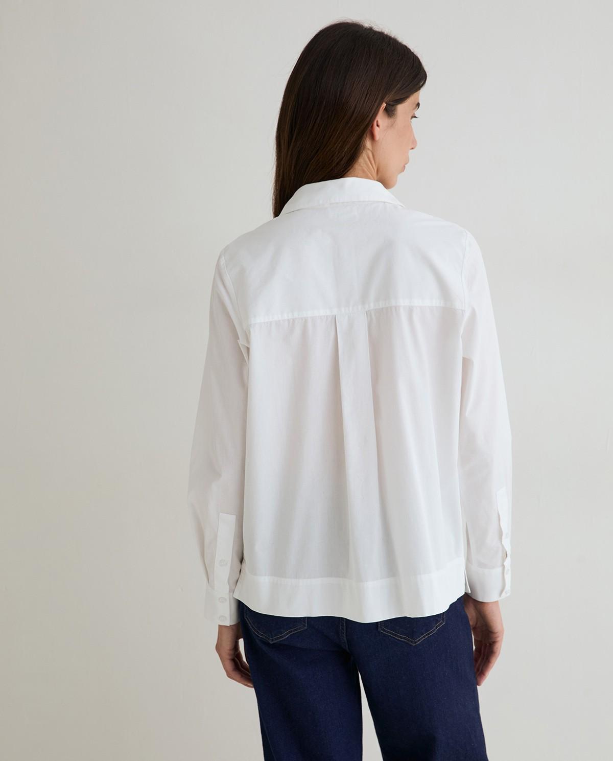 Camisa de mujer con cuello camisero de manga larga - Yerse - Blanco Blanco-5
