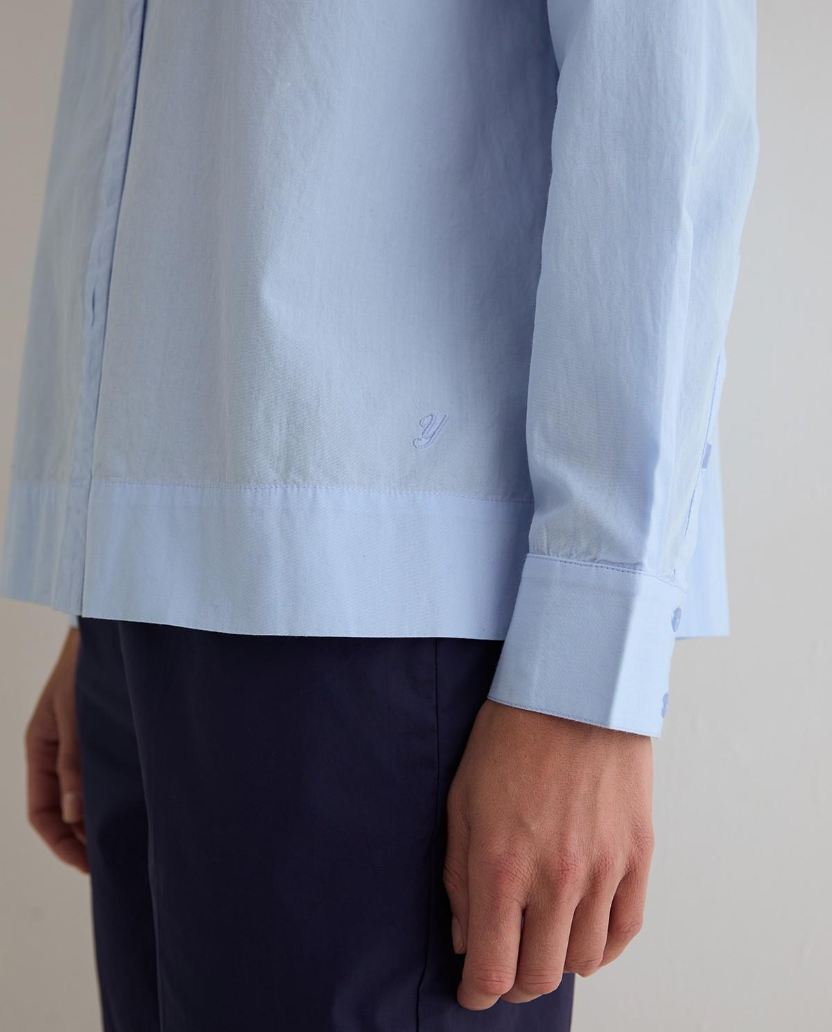 Camisa de mujer con cuello camisero de manga larga - Yerse - Azul claro Azul claro-2