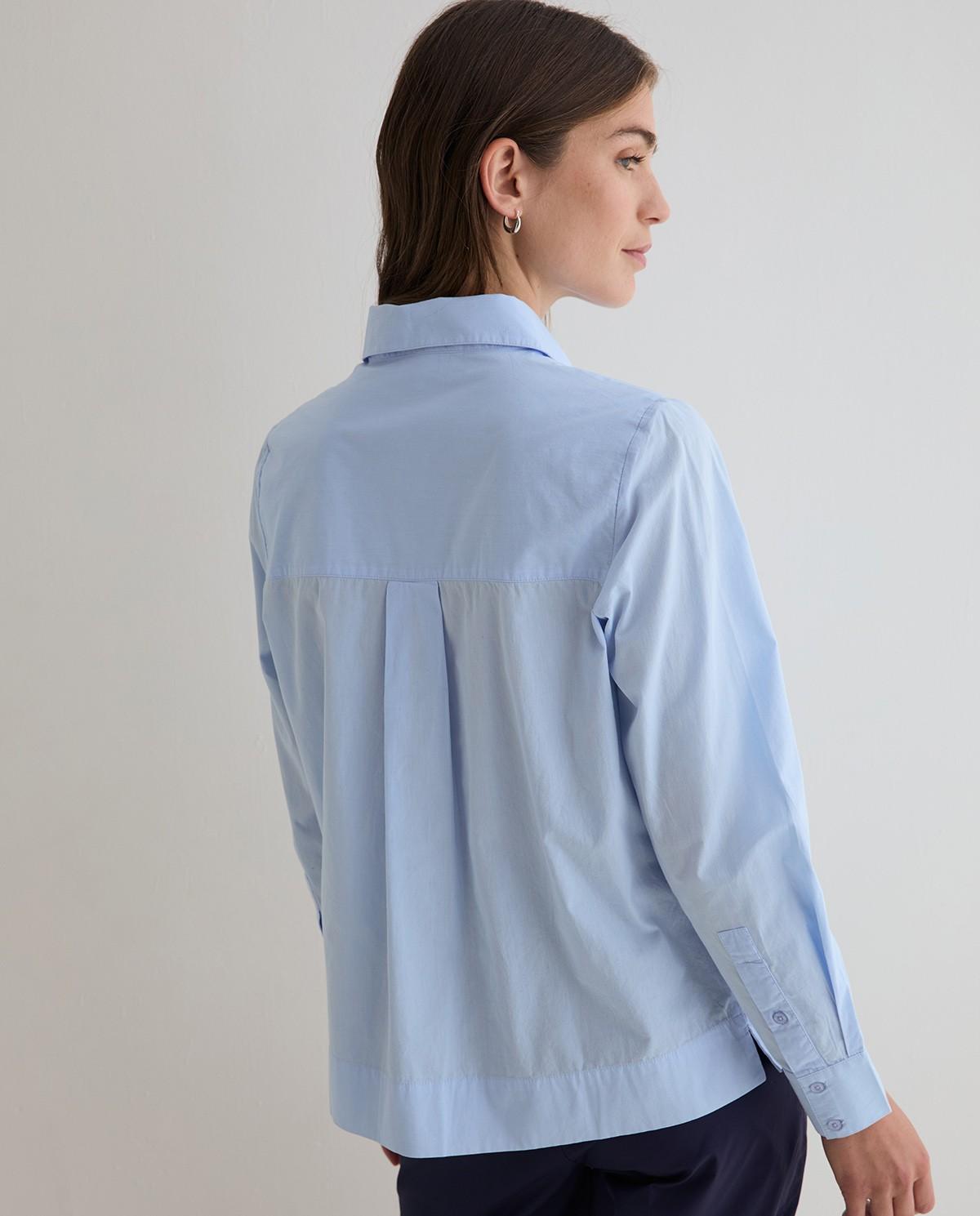 Camisa de mujer con cuello camisero de manga larga - Yerse - Azul claro Azul claro-4