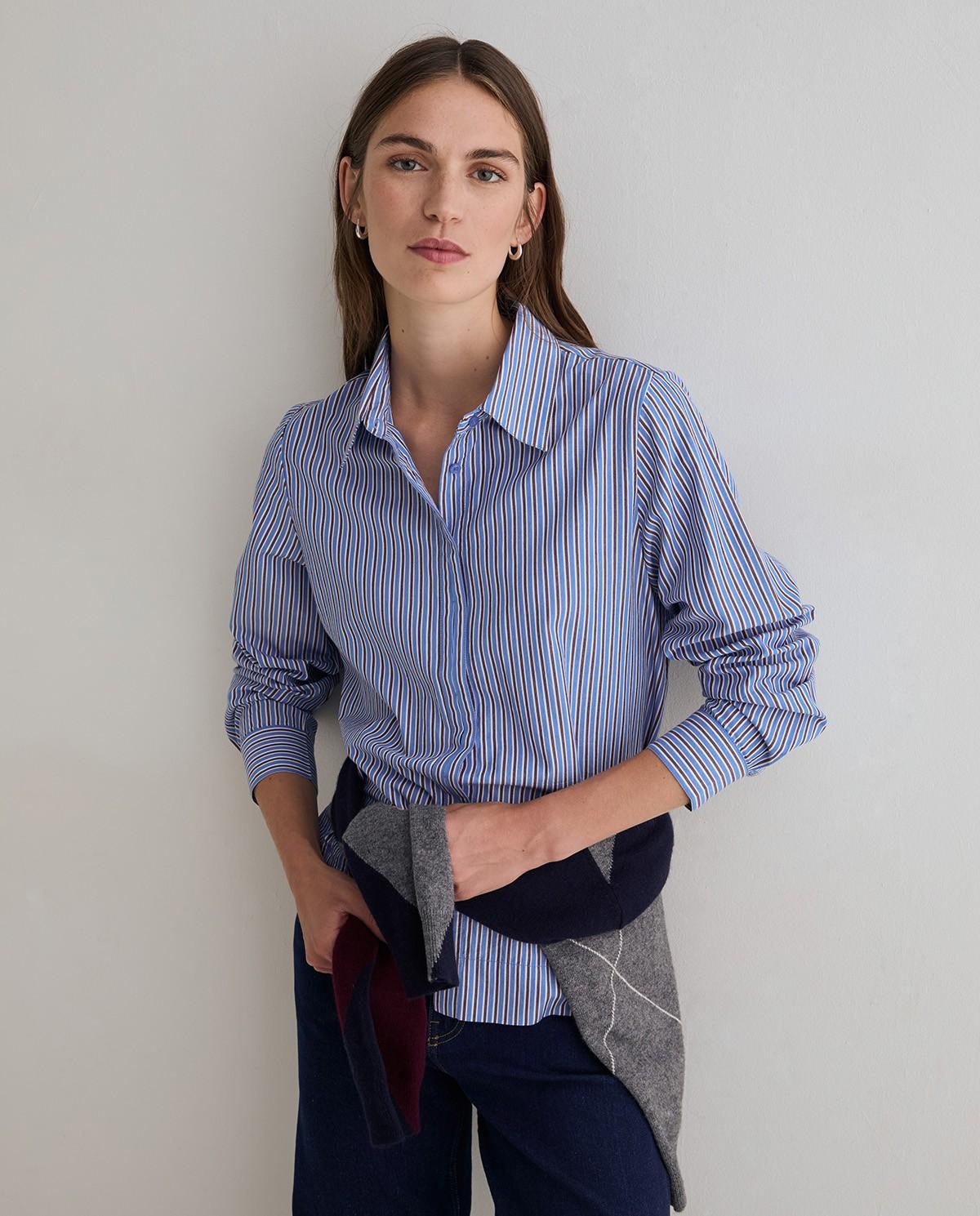 Camisa de mujer con cuello camisero de manga larga - Yerse - Multicolor Multicolor-1