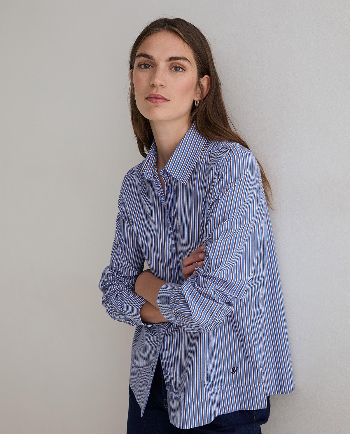 Camisa de mujer con cuello camisero de manga larga - Yerse - Multicolor Multicolor-2