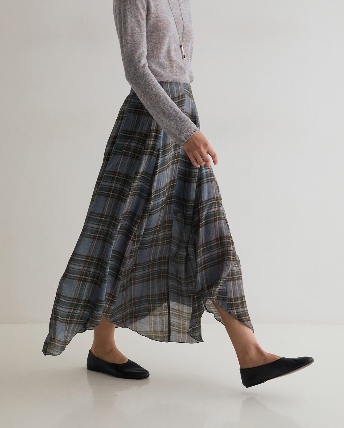 Falda midi con bajo asimétrico - Yerse - Multicolor Multicolor-1