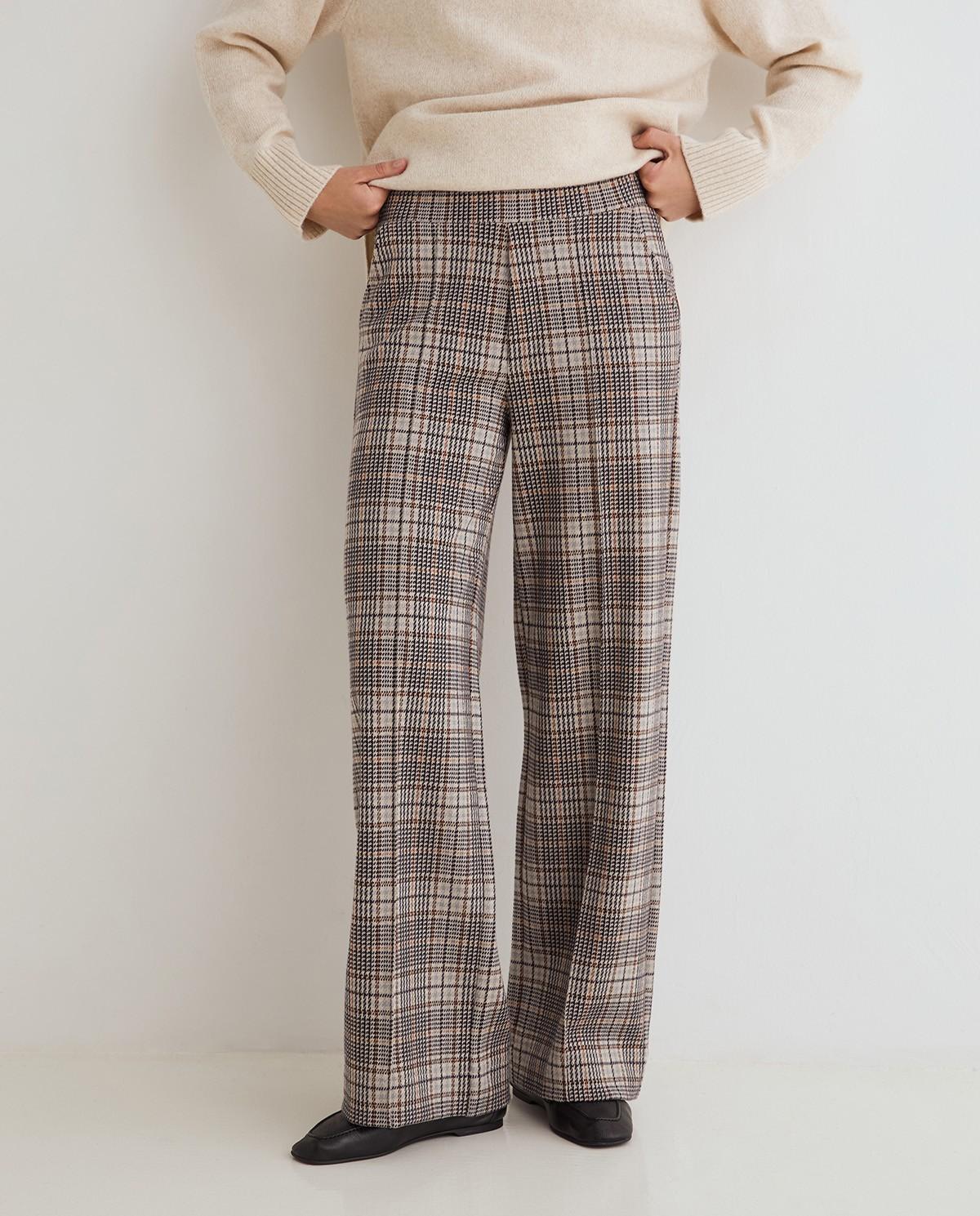 Pantalón ancho de mujer de tiro medio - Yerse - Marrón Marrón-2
