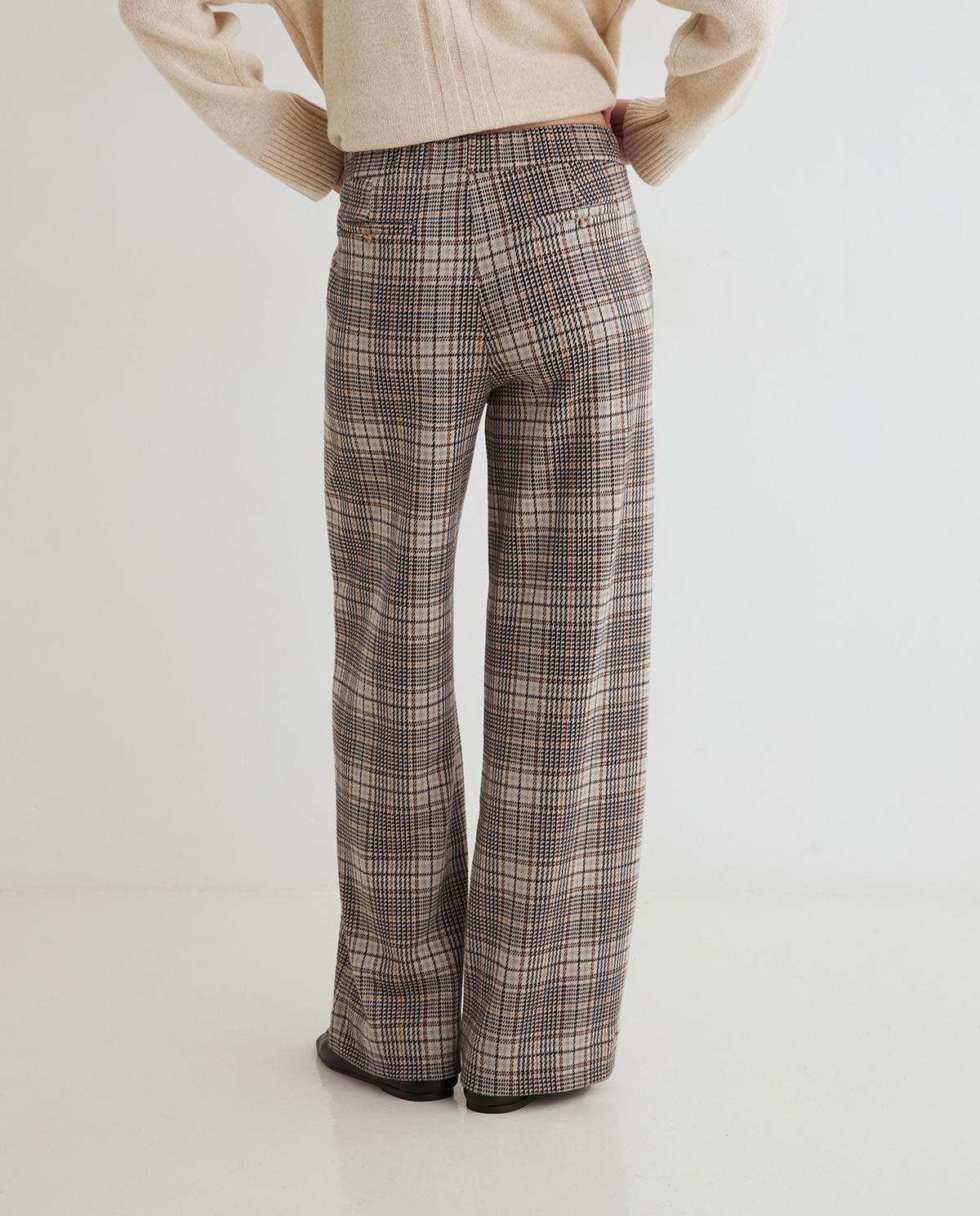 Pantalón ancho de mujer de tiro medio - Yerse - Marrón Marrón-4