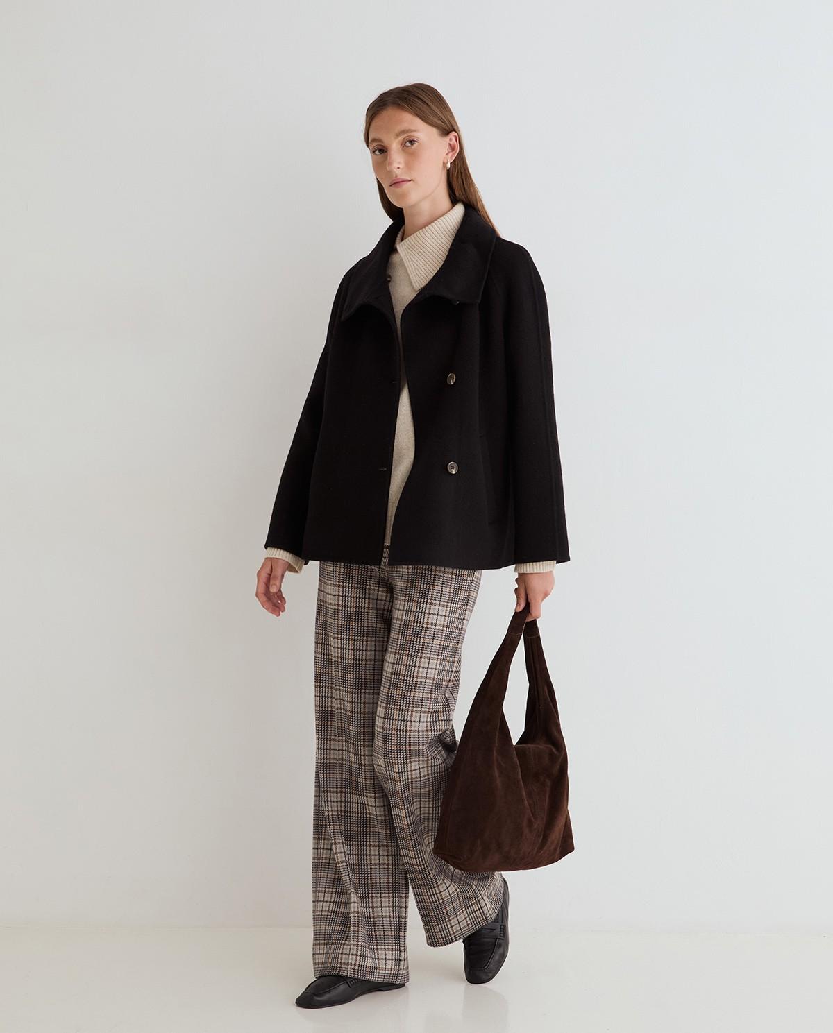 Pantalón ancho de mujer de tiro medio - Yerse - Marrón Marrón-5