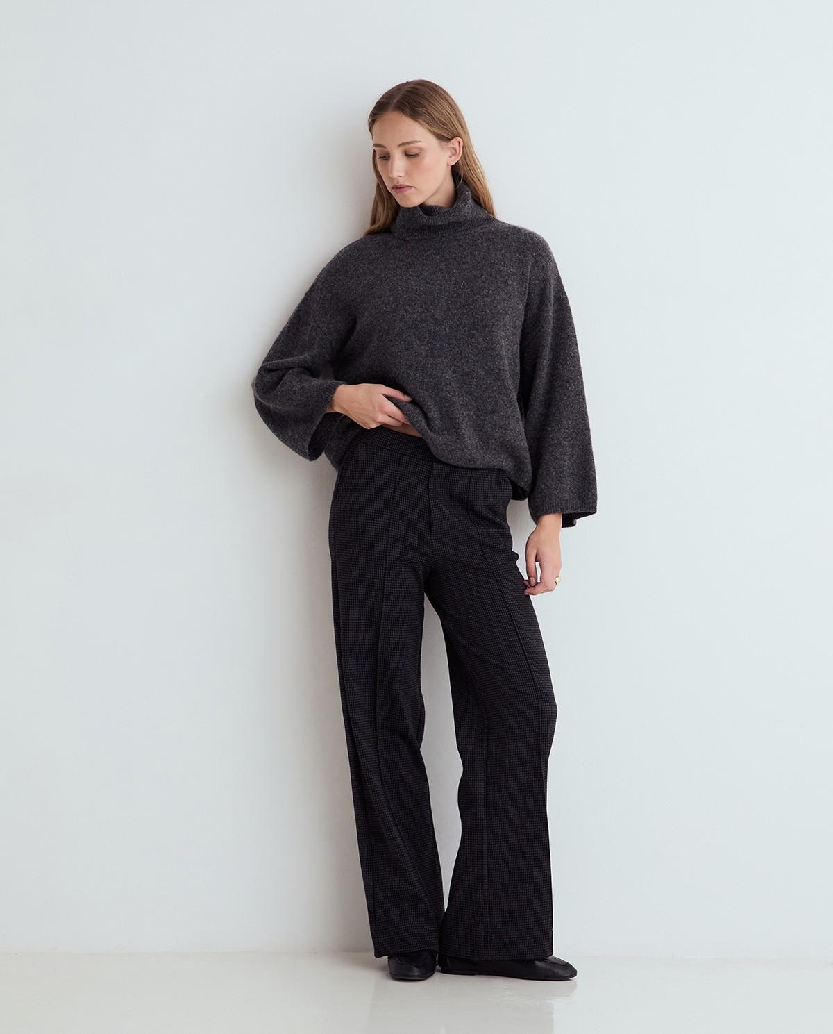 Imagen 0 de Pantalón ancho de mujer de tiro medio Gris