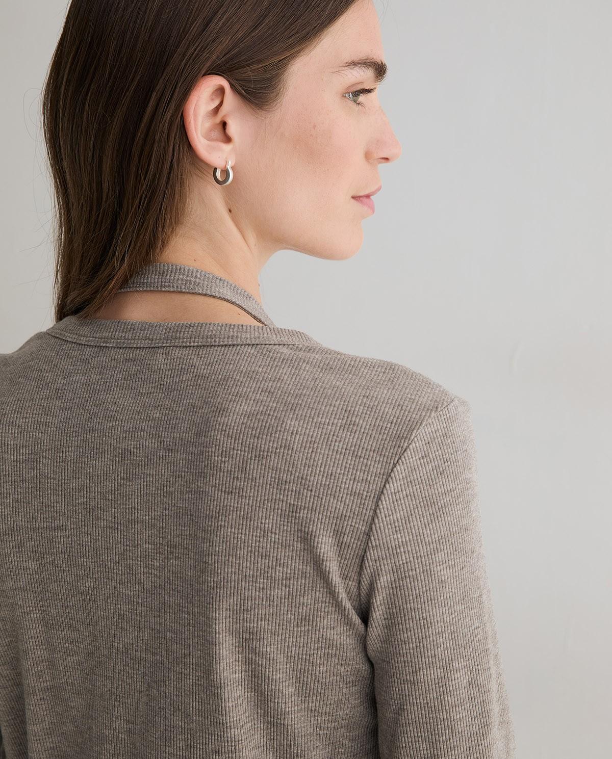Cárdigan de mujer combinado con top - Yerse - Gris Gris-4