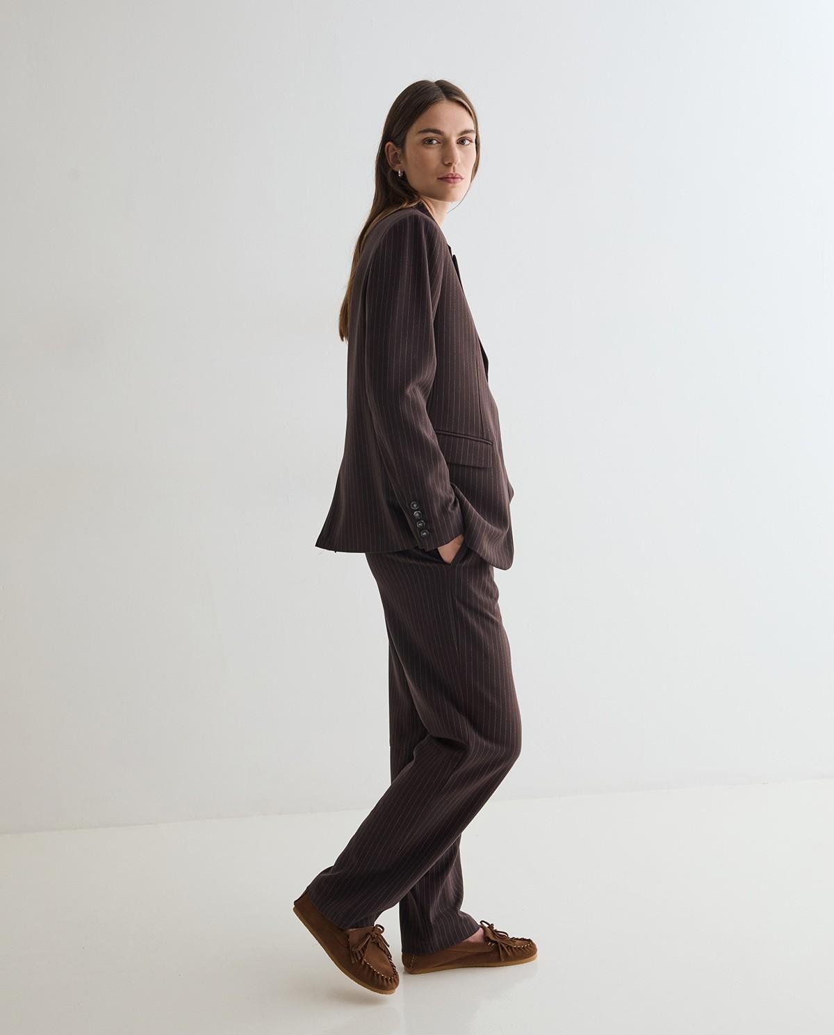 Americana de mujer en tejido jacquard - Yerse - Marrón Marrón-5