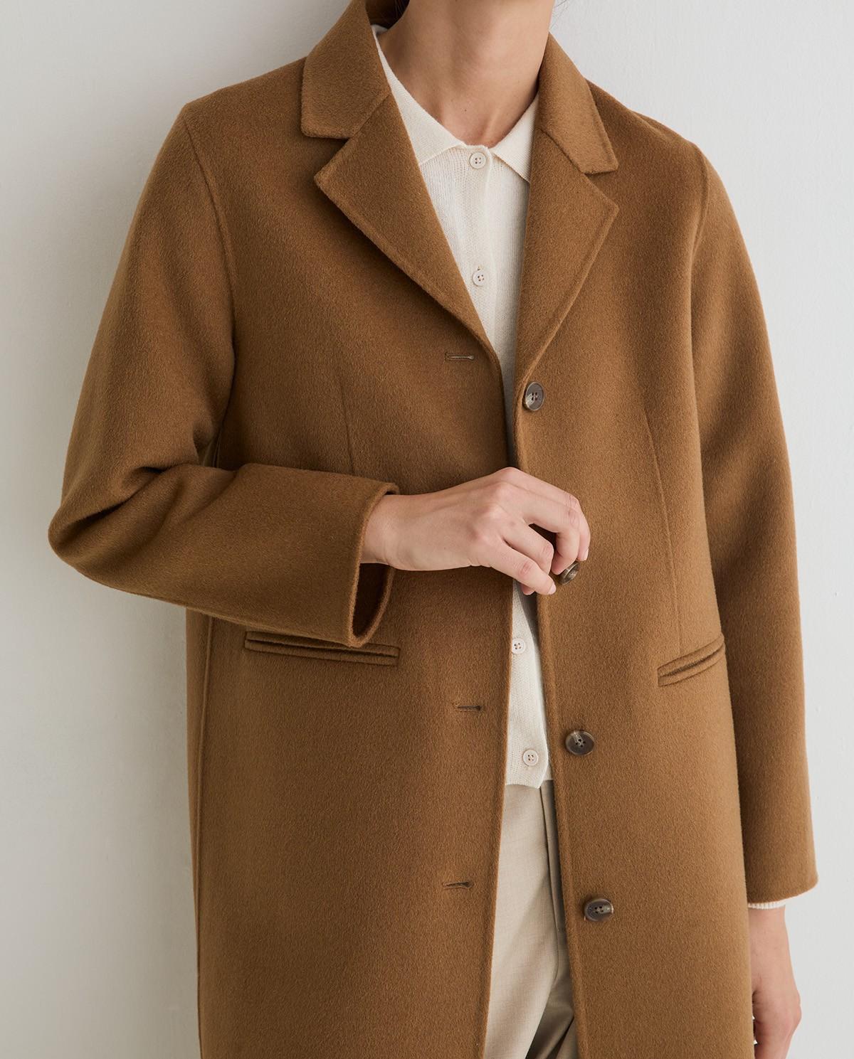 Abrigo de mujer midi recto con lana - Yerse - Camel Camel-2