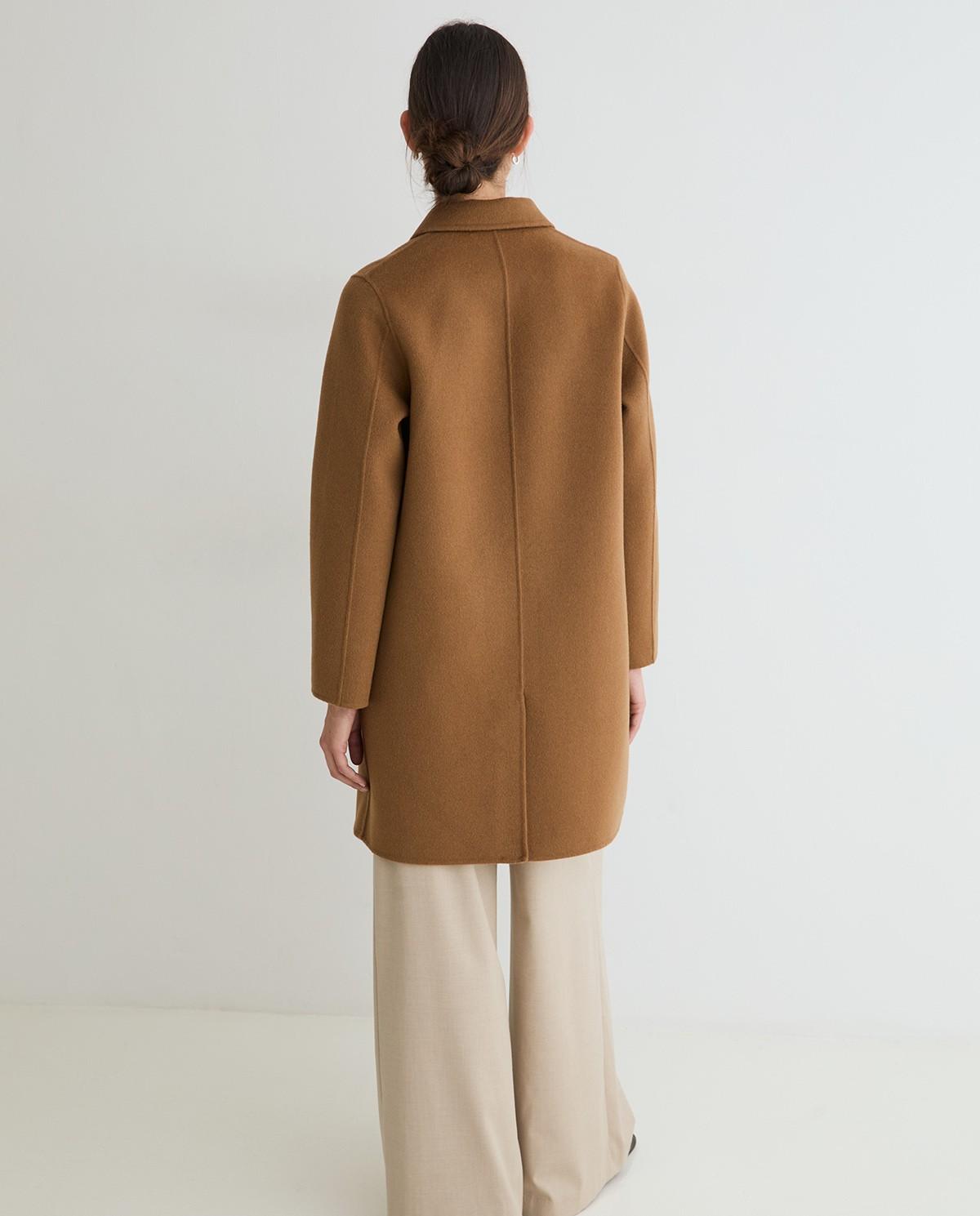 Abrigo de mujer midi recto con lana - Yerse - Camel Camel-3