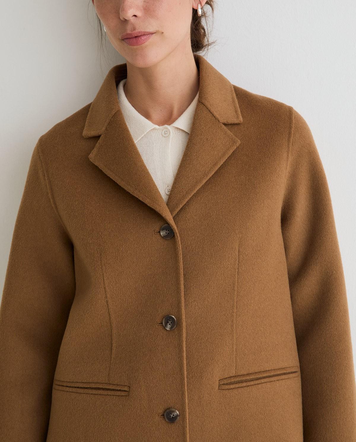 Abrigo de mujer midi recto con lana - Yerse - Camel Camel-4