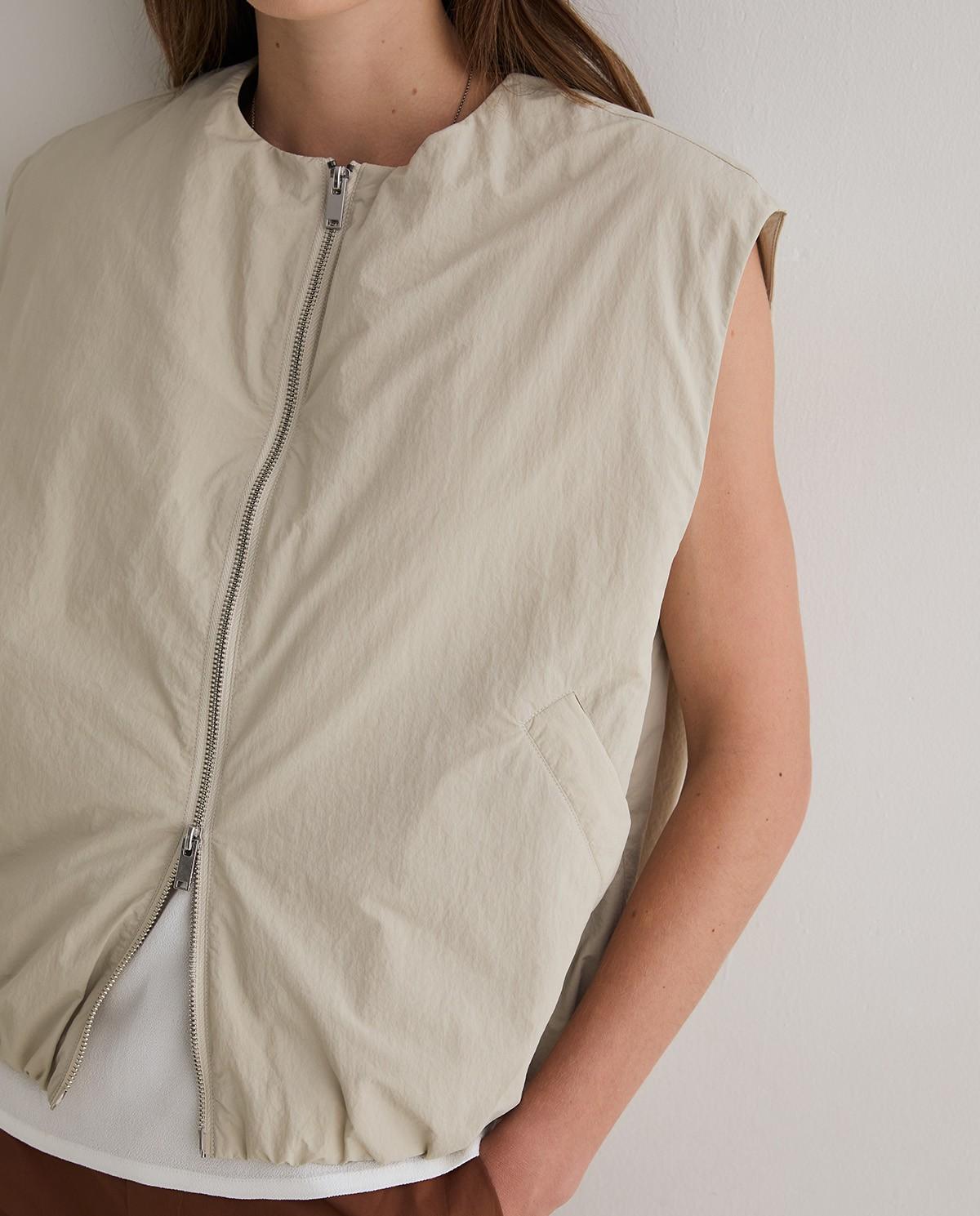 Chaleco de mujer water repellent con cremallera - Yerse - Beige Beige-2