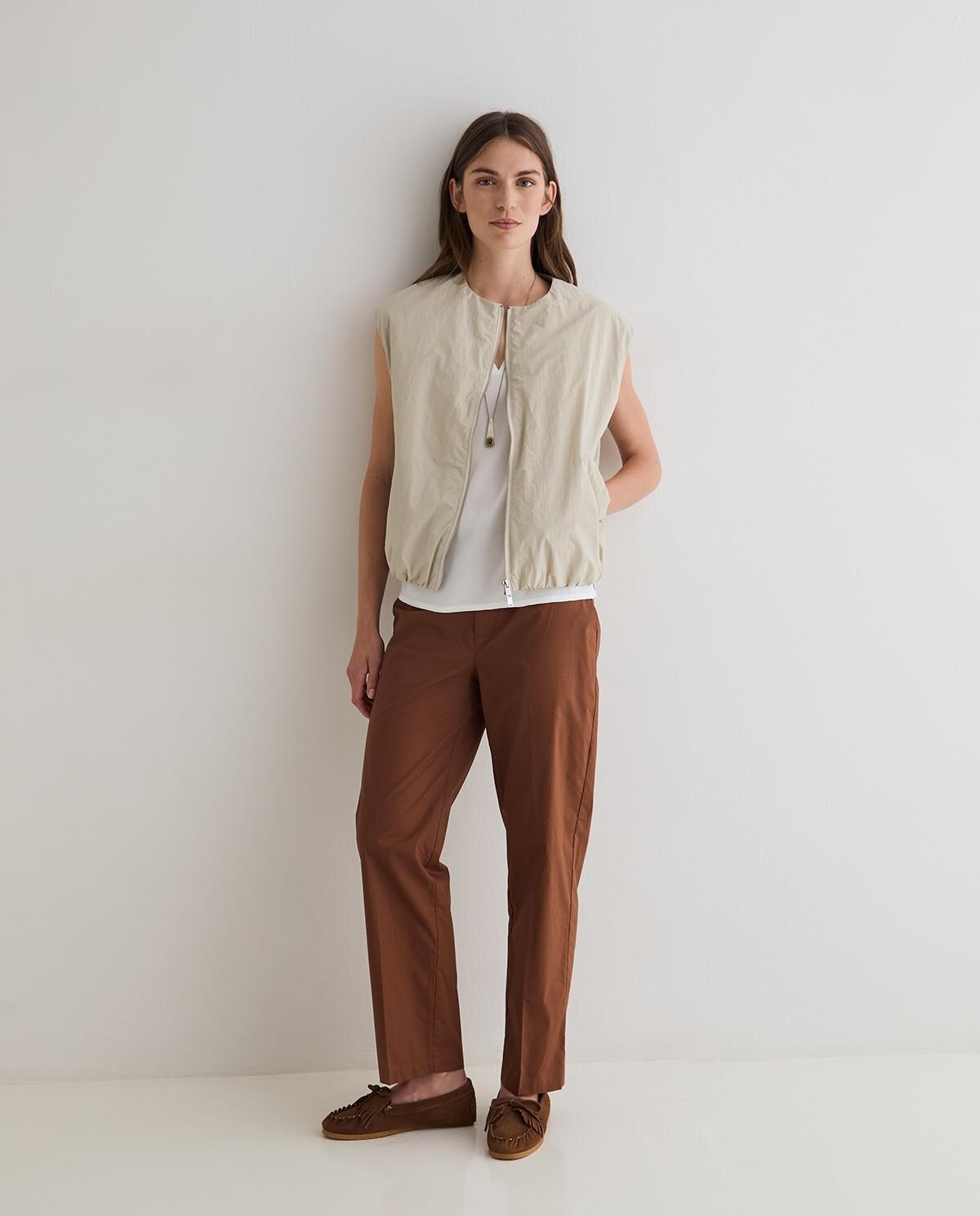 Chaleco de mujer water repellent con cremallera - Yerse - Beige Beige-3