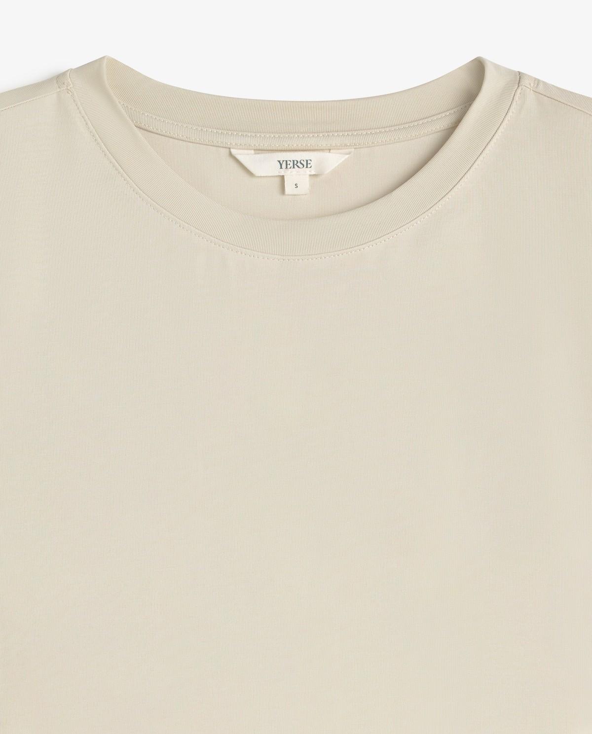 Camiseta de mujer de manga corta confeccionada en tejido fluido con modal - Yerse - Natural Natural-5
