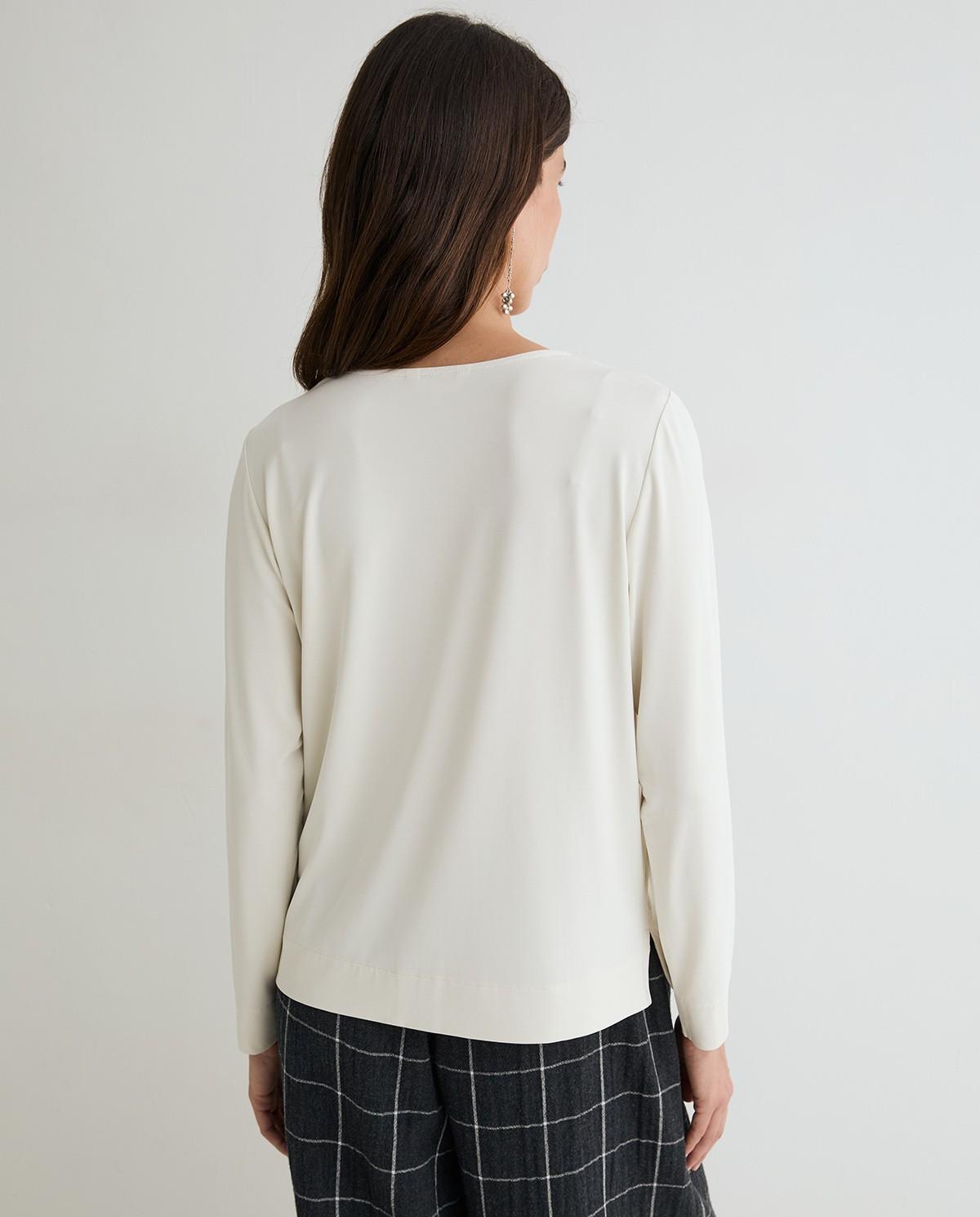 Camiseta de mujer de manga larga con cuello pico - Yerse - Natural Natural-5