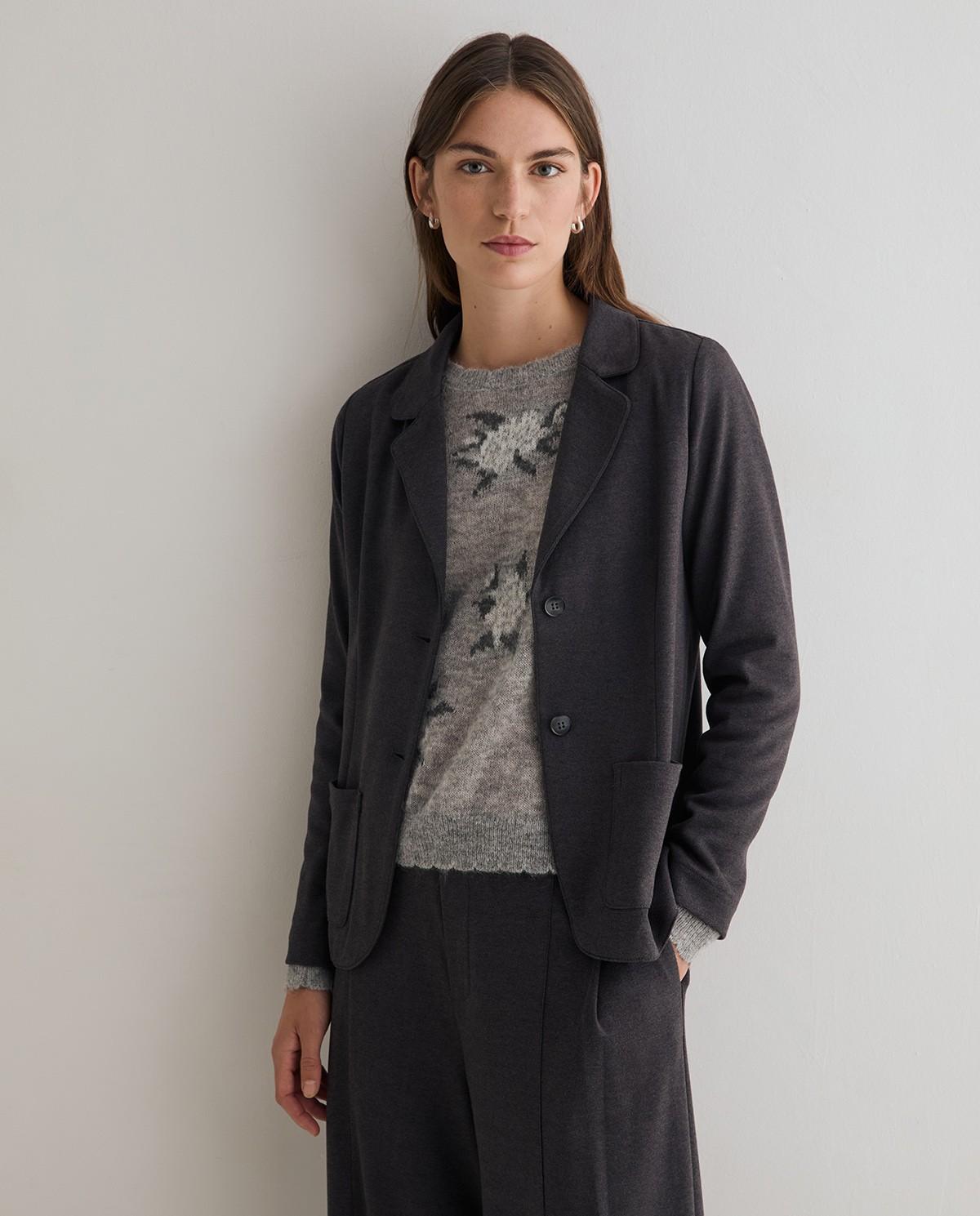 Americana de mujer de punto entallada - Yerse - Gris Gris-1