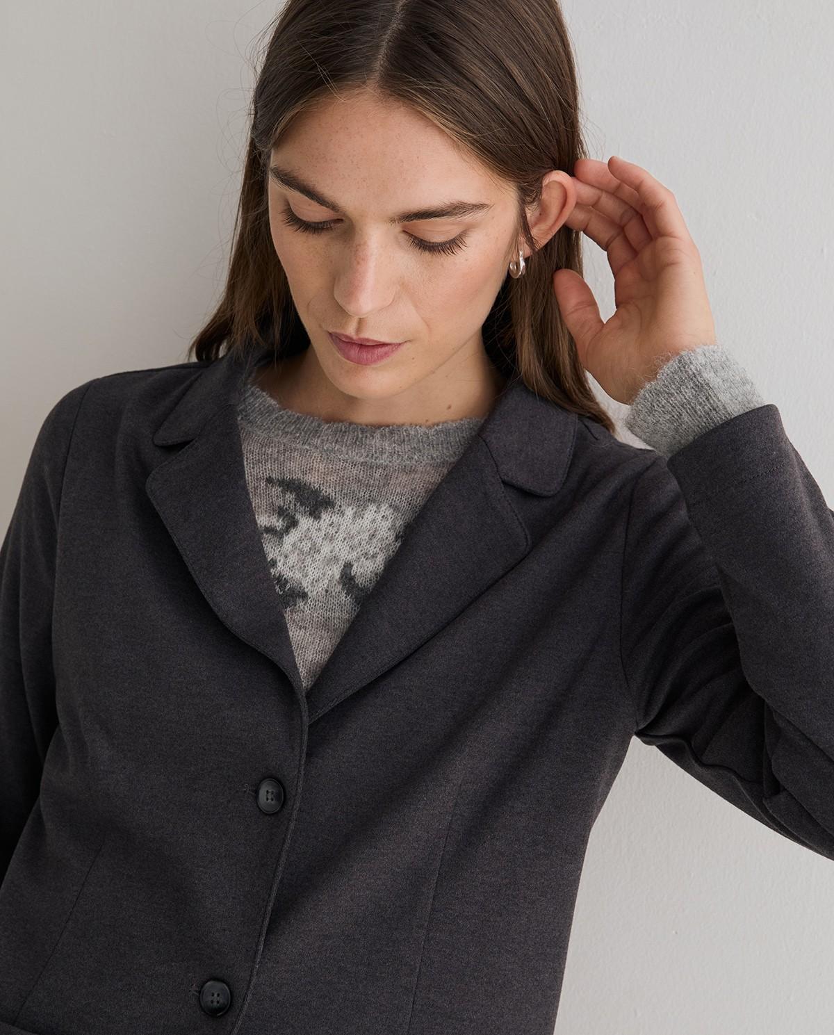 Americana de mujer de punto entallada - Yerse - Gris Gris-2