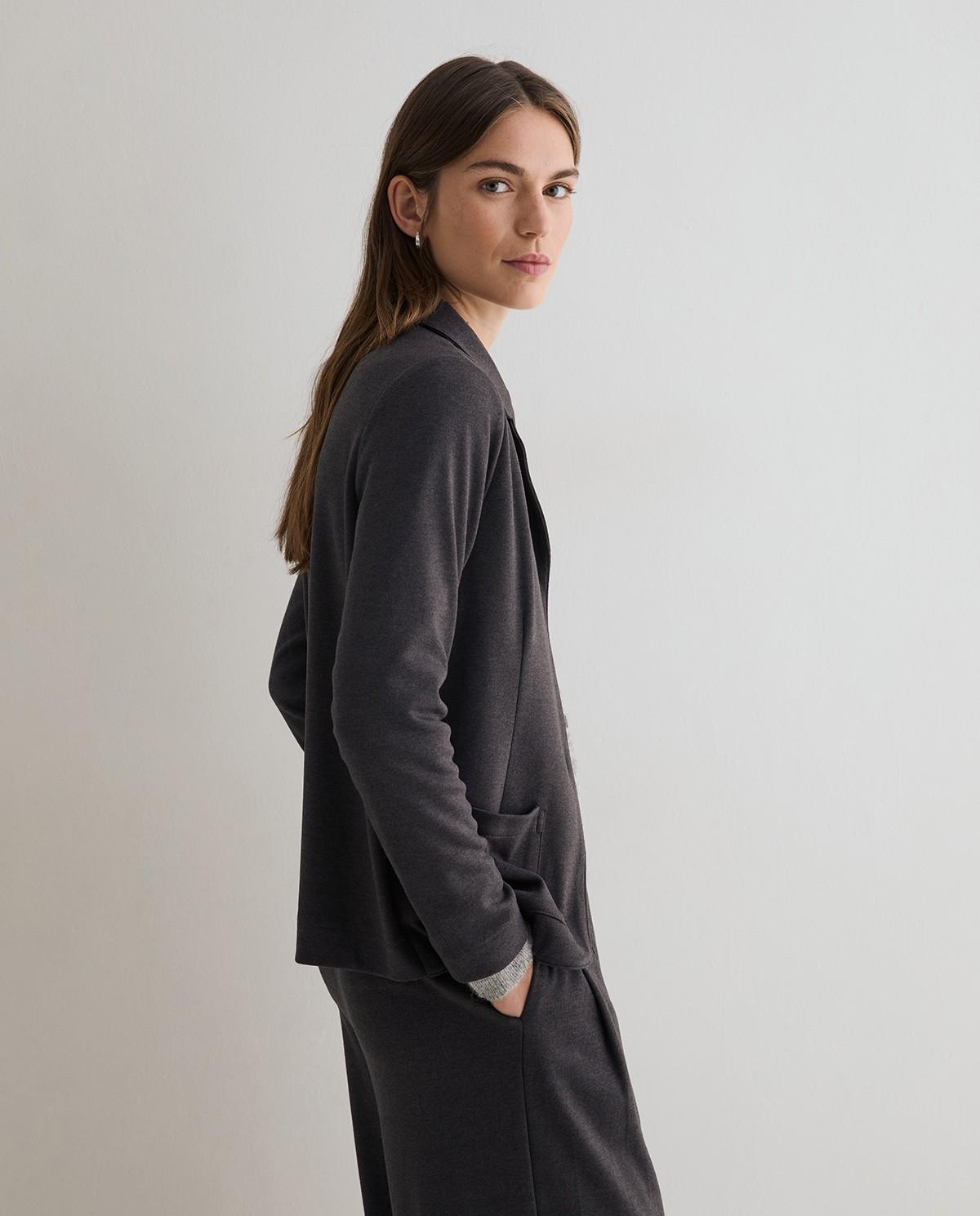 Americana de mujer de punto entallada - Yerse - Gris Gris-3