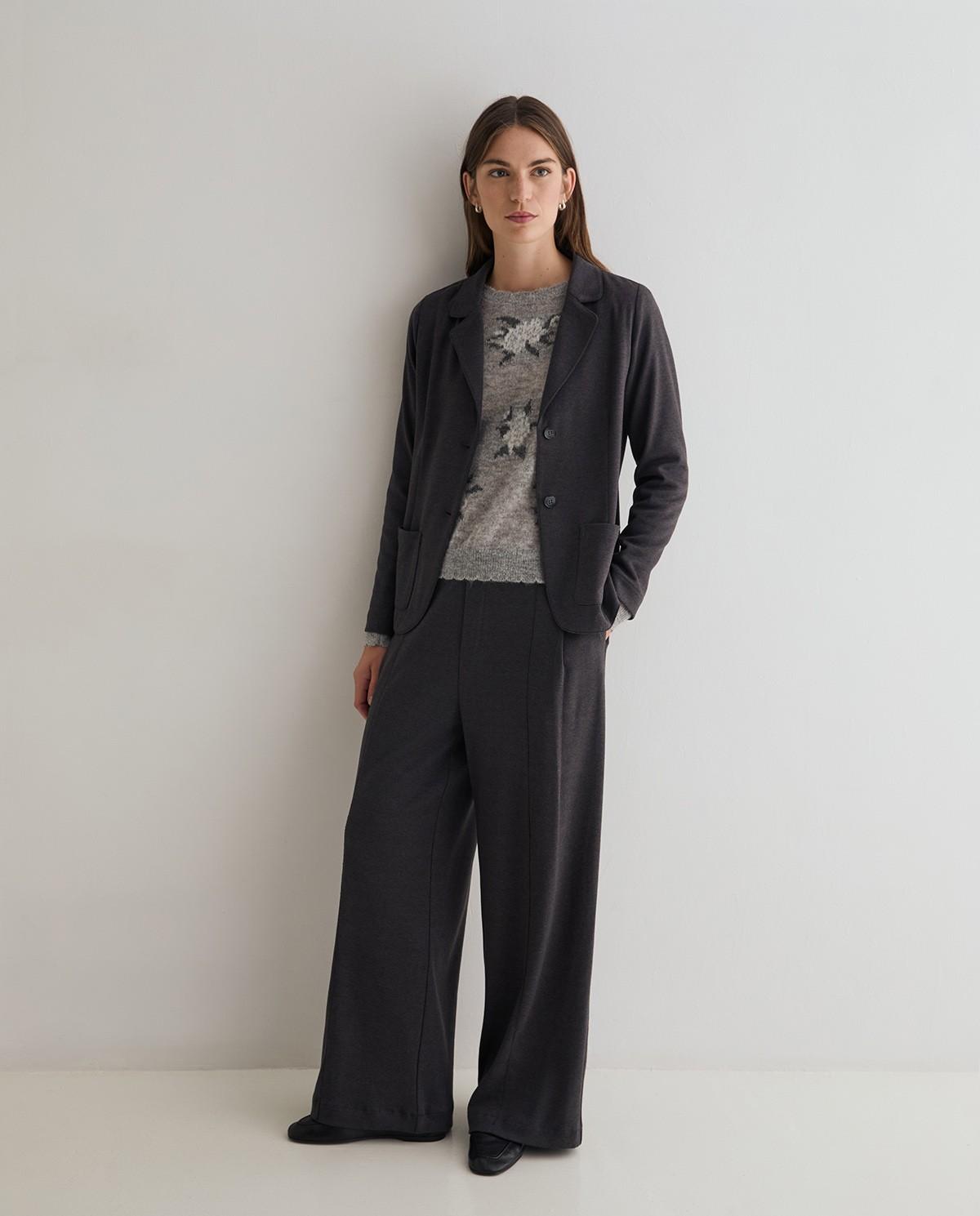 Americana de mujer de punto entallada - Yerse - Gris Gris-5
