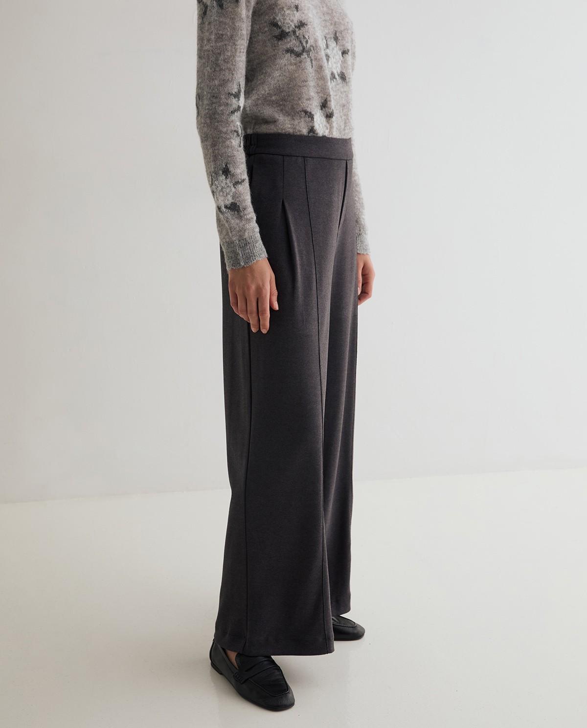 Pantalón ancho de mujer con pinzas - Yerse - Gris Gris-2