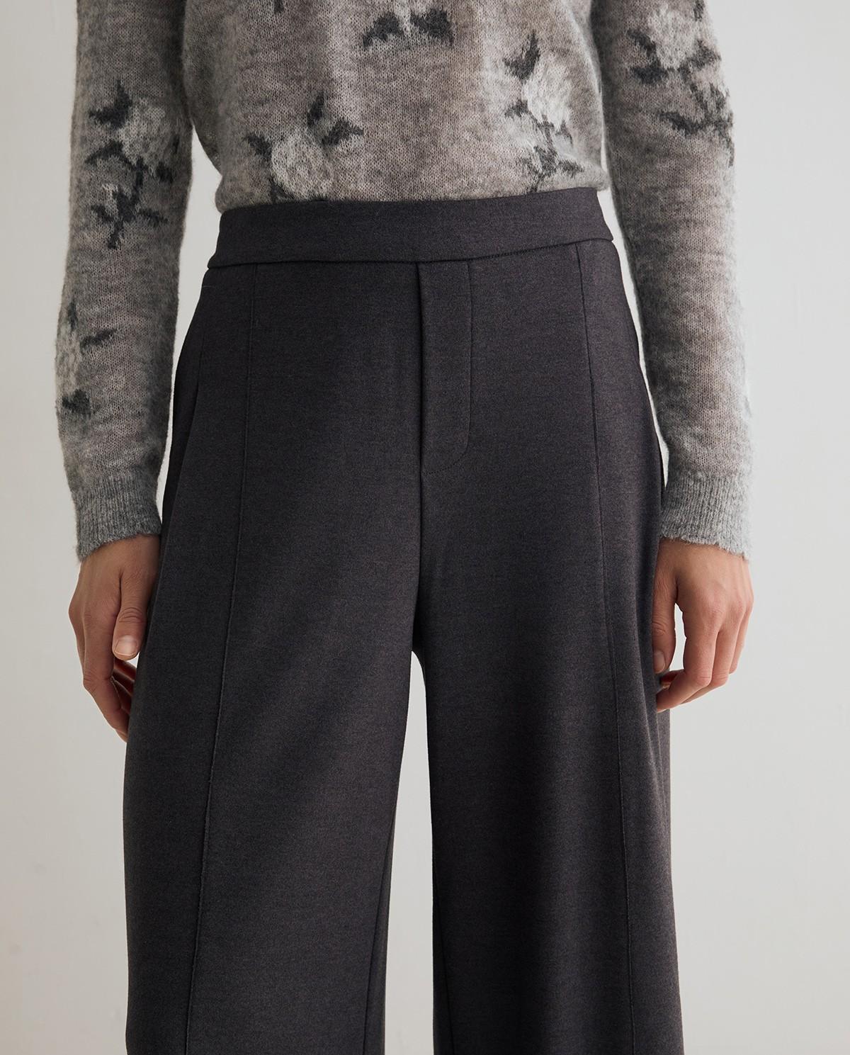 Pantalón ancho de mujer con pinzas - Yerse - Gris Gris-3