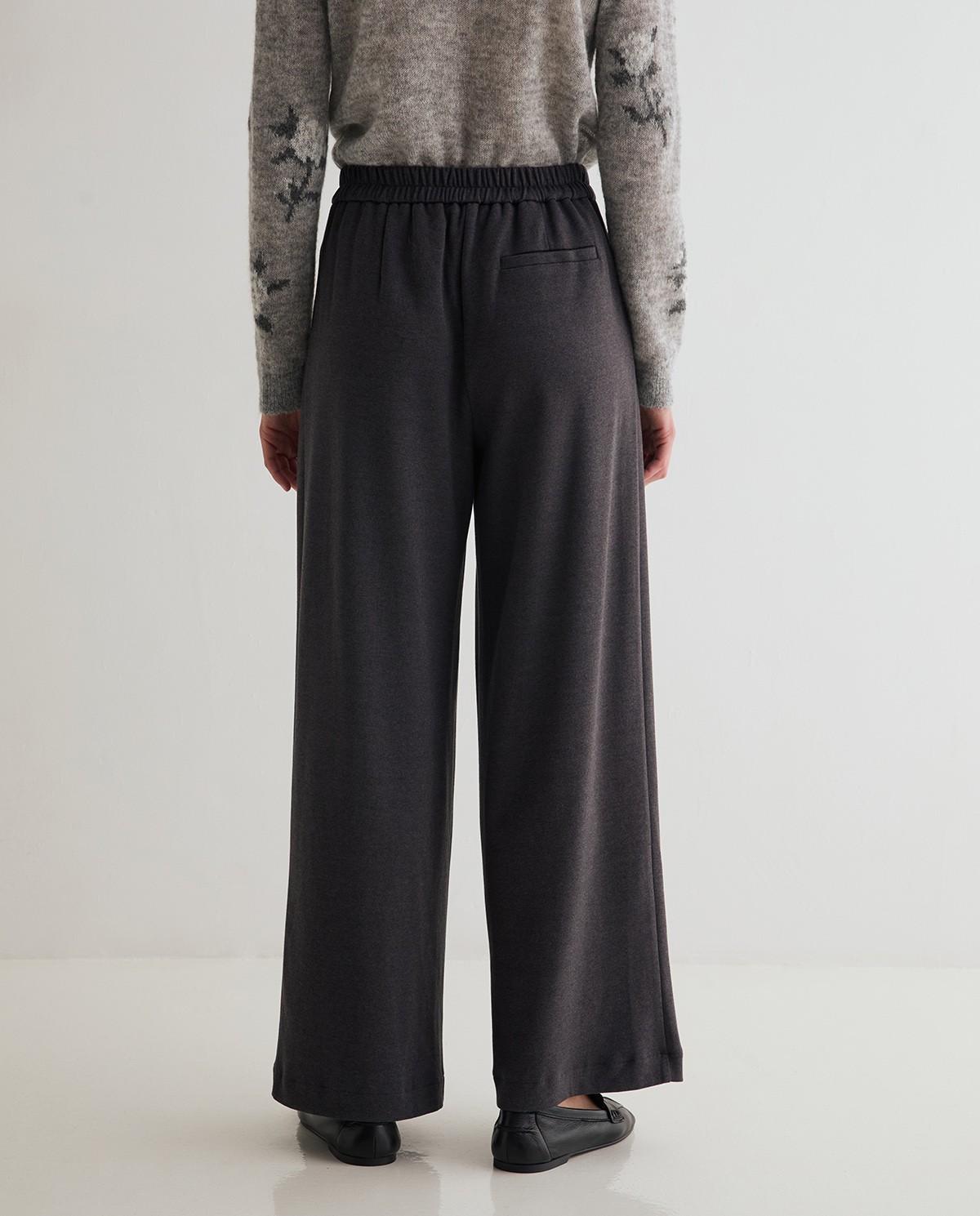 Pantalón ancho de mujer con pinzas - Yerse - Gris Gris-4