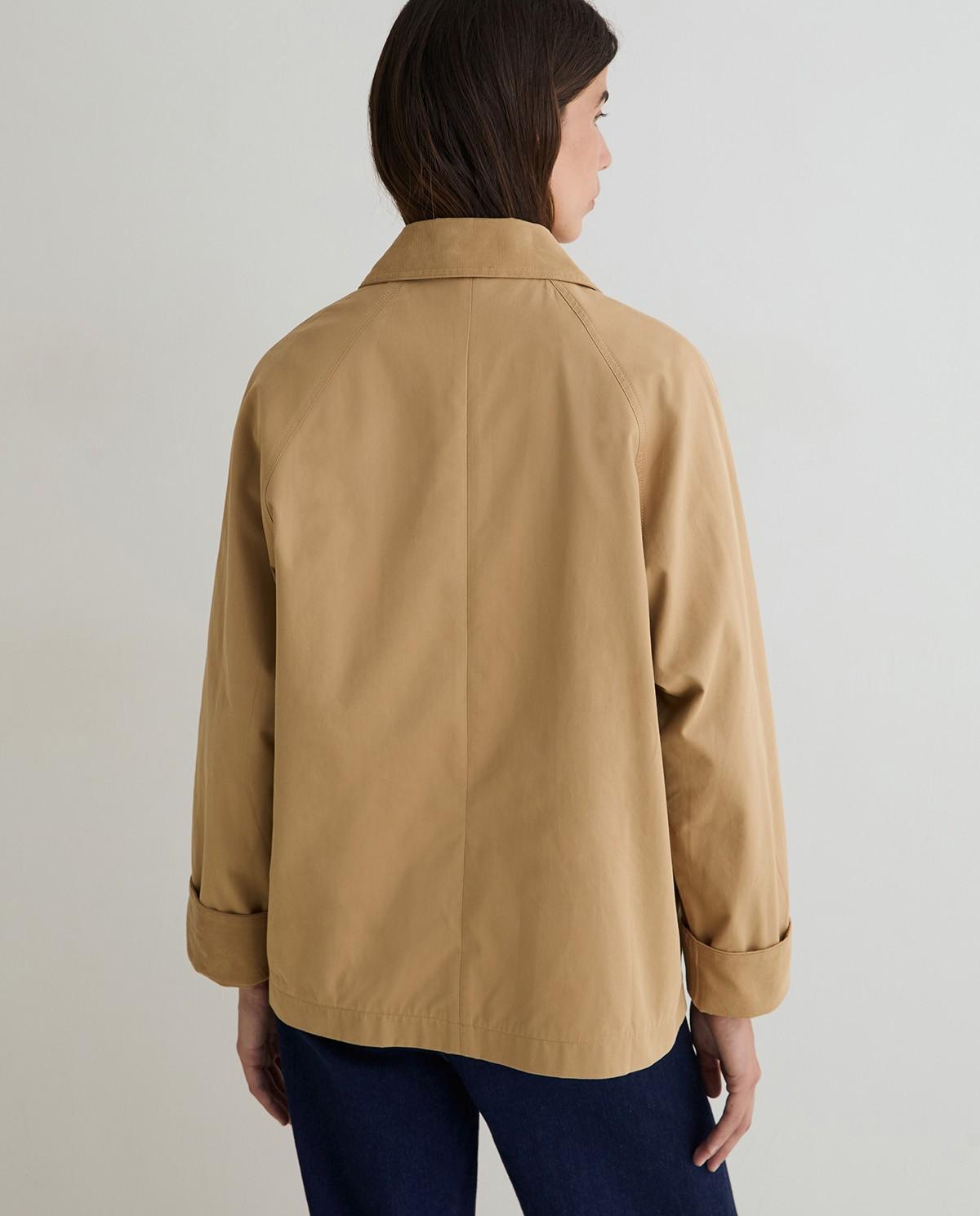 Gabardina corta de mujer con botonadura oculta - Yerse - Marrón claro Marrón claro-4