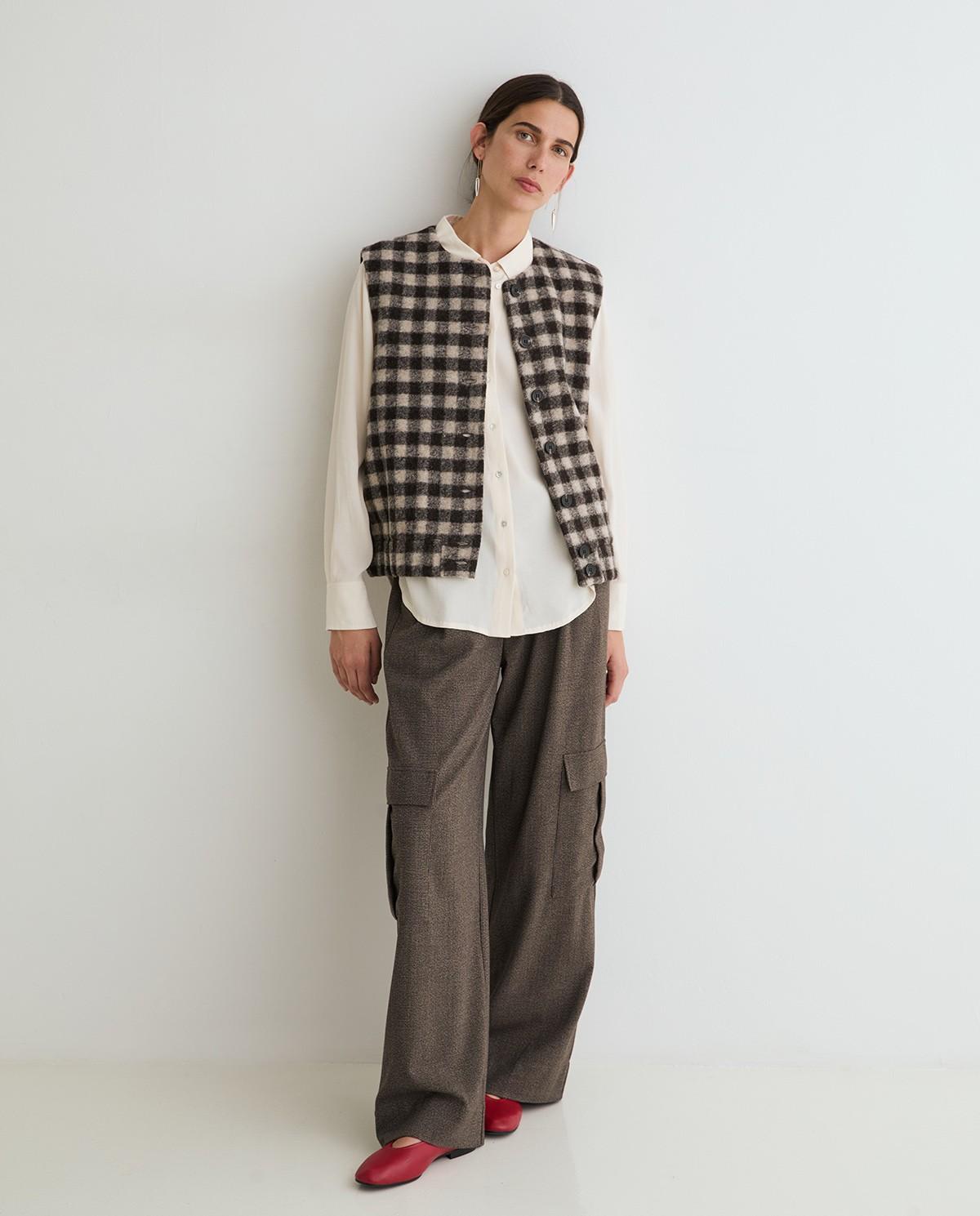 Camisa fluida de mujer con cuello camisero y manga larga - Yerse - Natural Natural-5