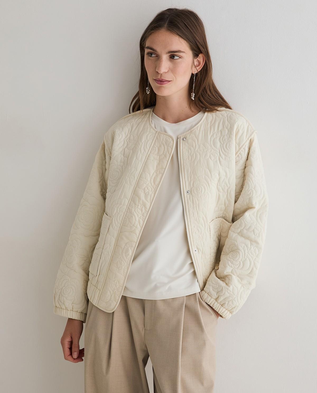 Chaqueta de mujer acolchada con bordados - Yerse - Natural Natural-1