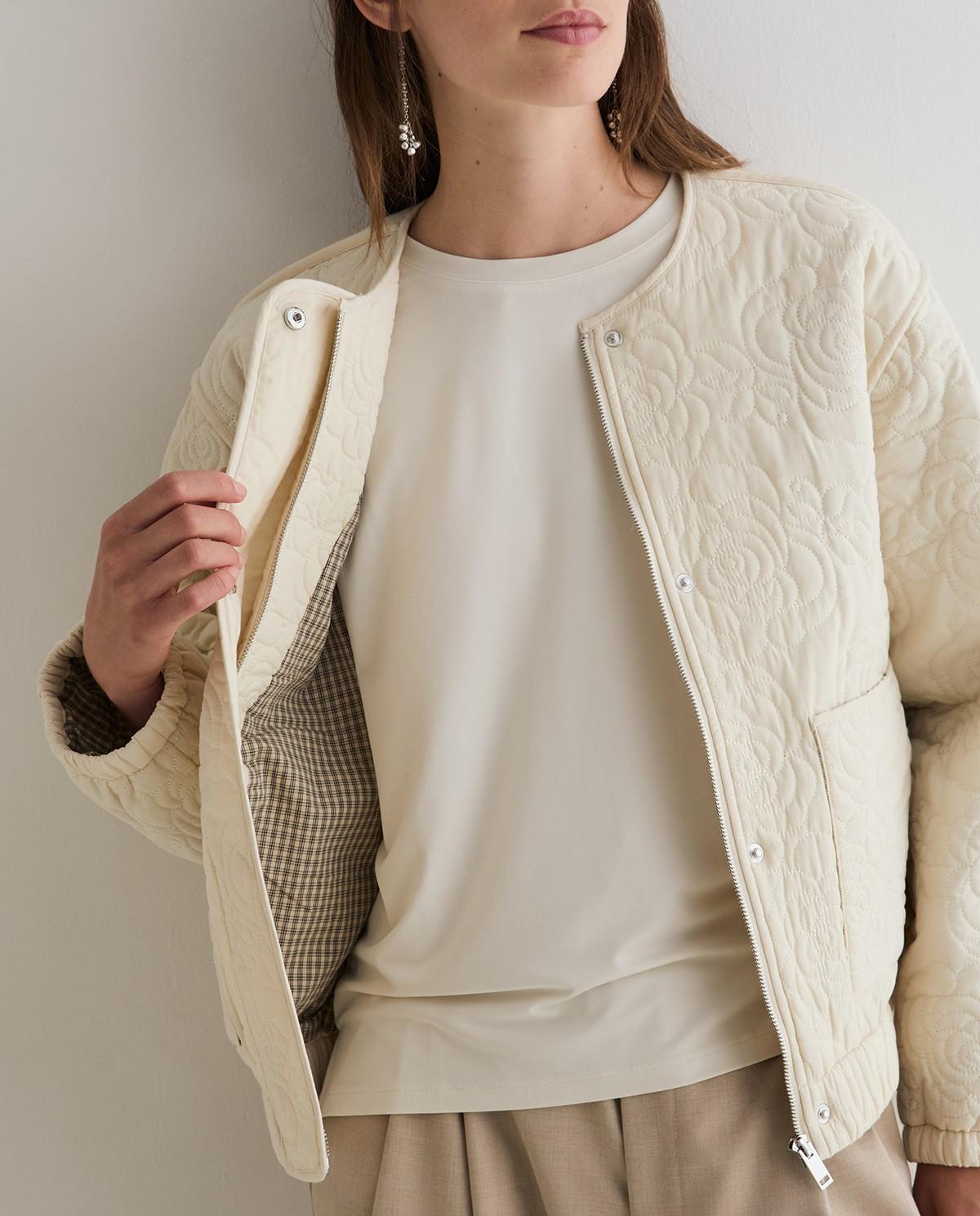 Chaqueta de mujer acolchada con bordados - Yerse - Natural Natural-2