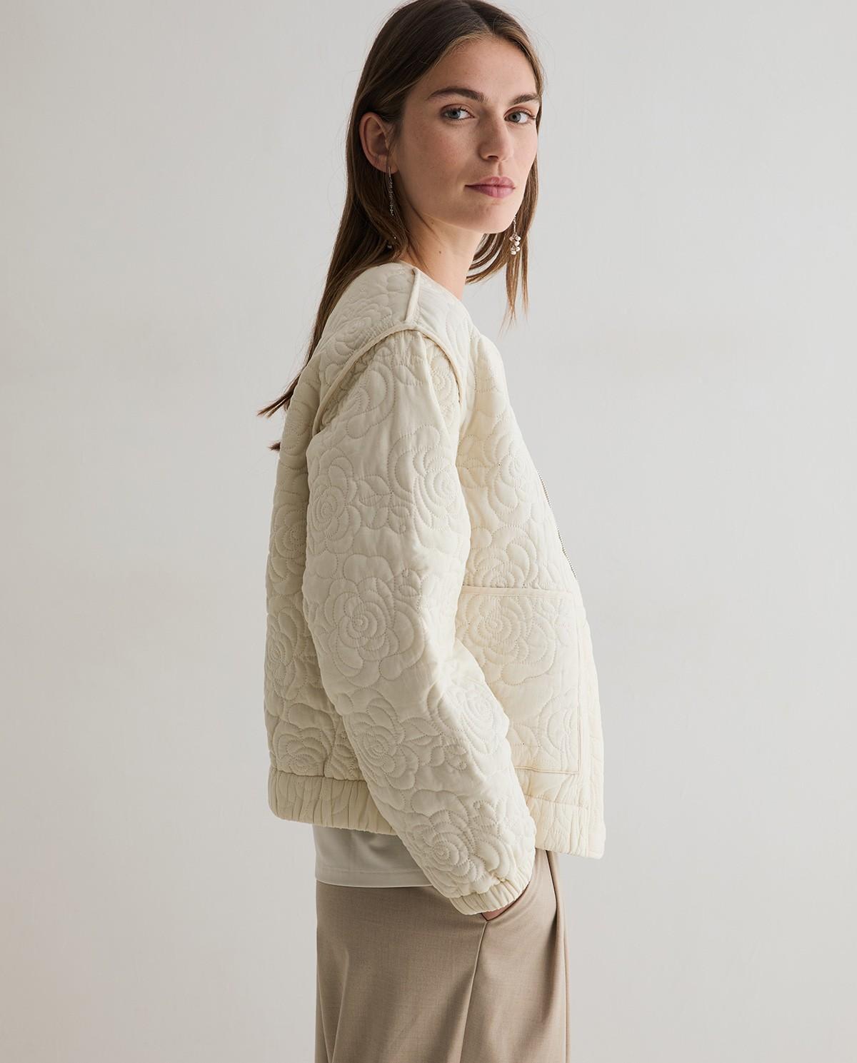Chaqueta de mujer acolchada con bordados - Yerse - Natural Natural-3