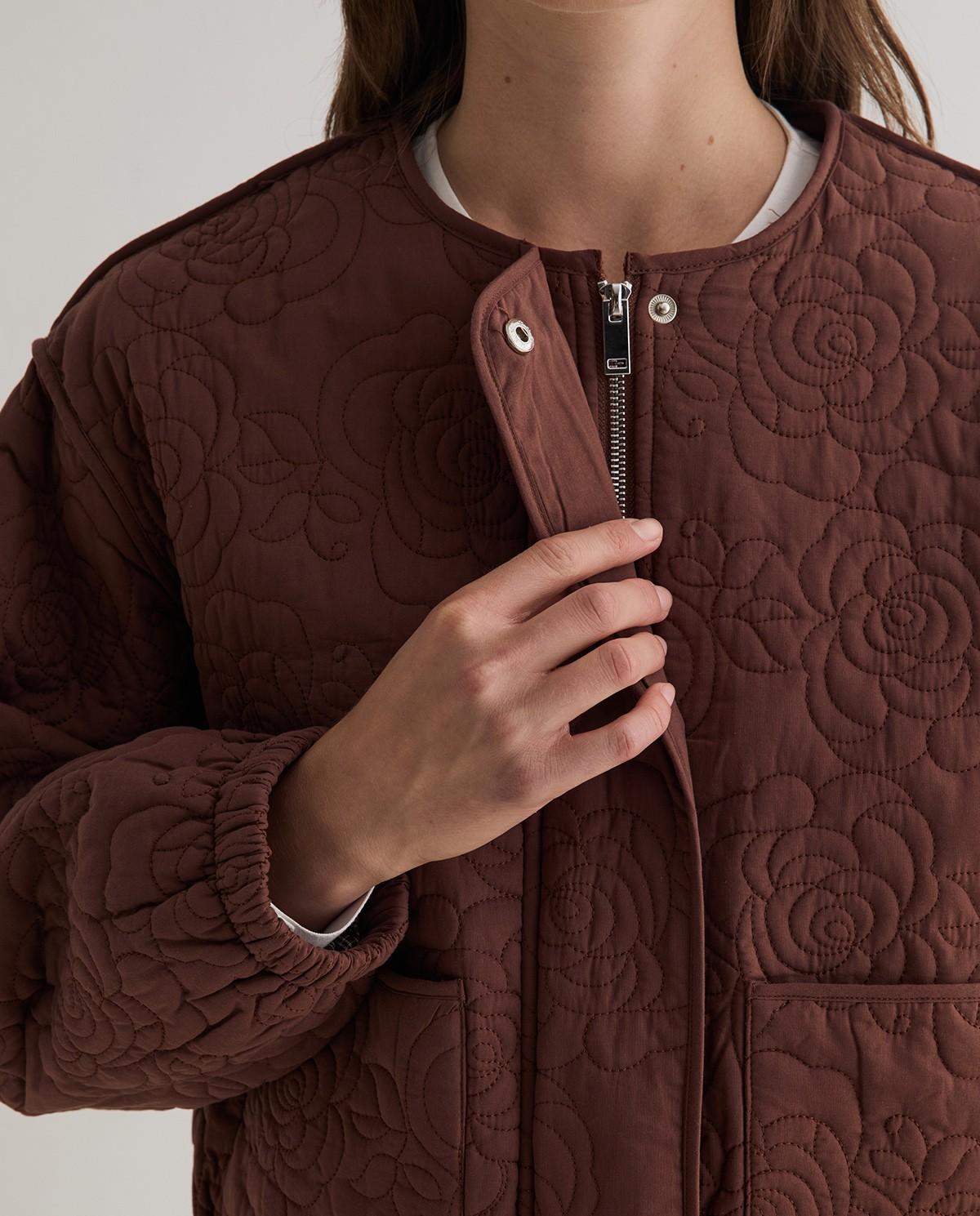 Chaqueta de mujer acolchada con bordados - Yerse - Marrón Marrón-3