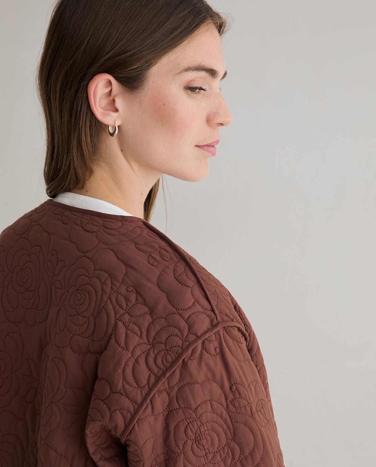 Chaqueta de mujer acolchada con bordados - Yerse - Marrón Marrón-4