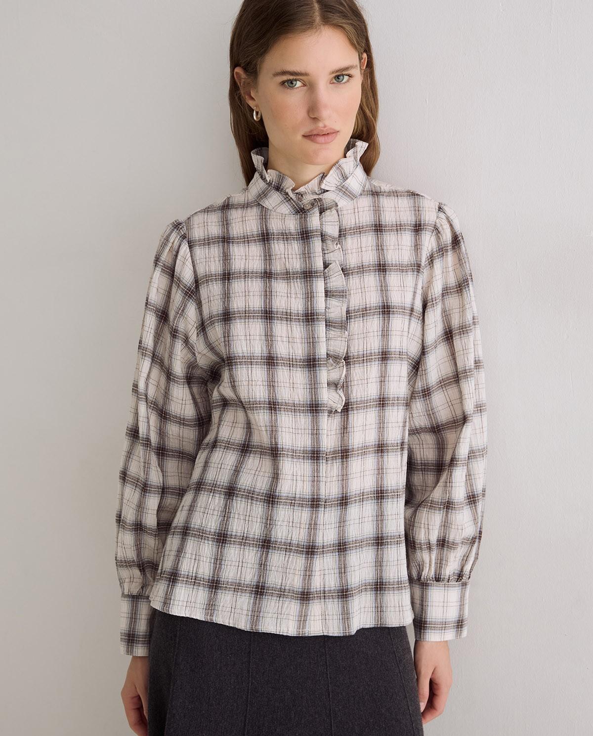 Camisa de mujer de manga larga con detalle volante - Yerse - Multicolor Multicolor-1