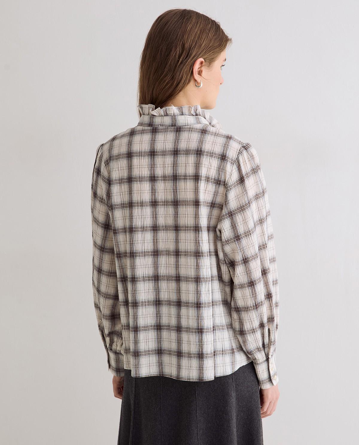 Camisa de mujer de manga larga con detalle volante - Yerse - Multicolor Multicolor-4