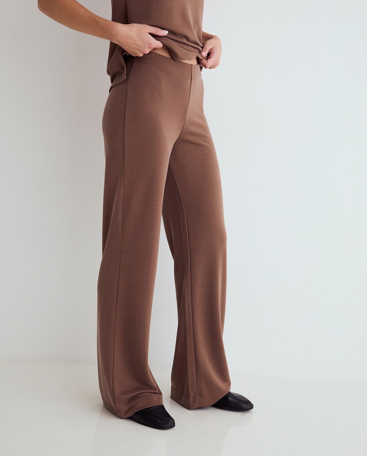 Pantalón ancho de mujer de tiro alto - Yerse - Camel Camel-1