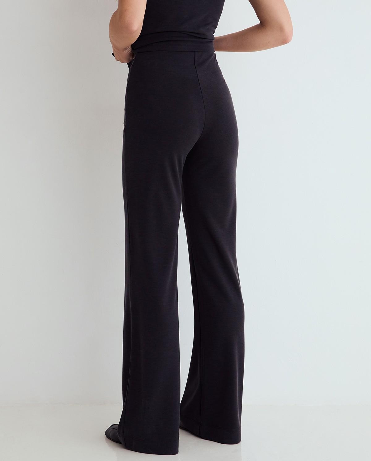 Pantalón ancho de mujer de tiro alto - Yerse - Negro Negro-3