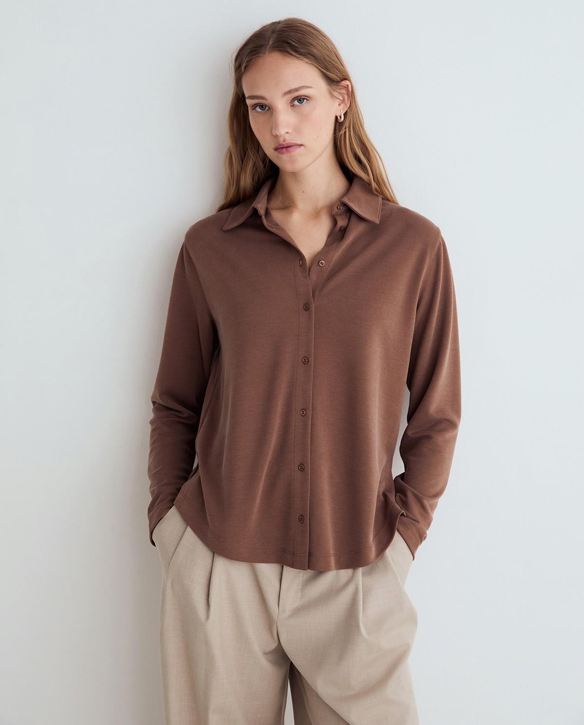 Camisa de mujer con cuello camisero - Yerse - Camel Camel-1