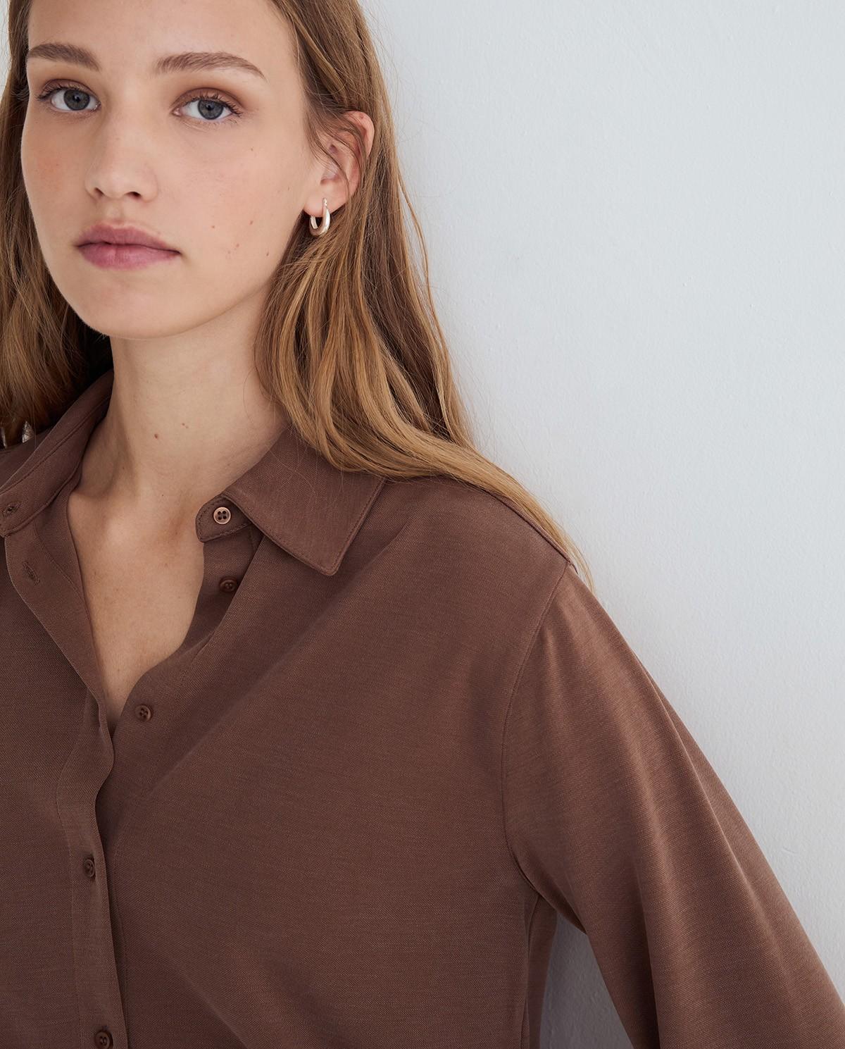 Camisa de mujer con cuello camisero - Yerse - Camel Camel-2