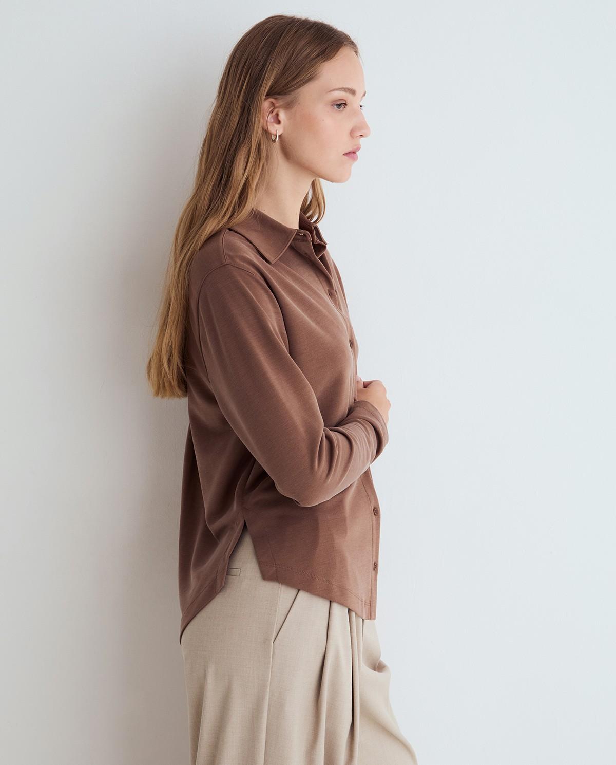 Camisa de mujer con cuello camisero - Yerse - Camel Camel-3