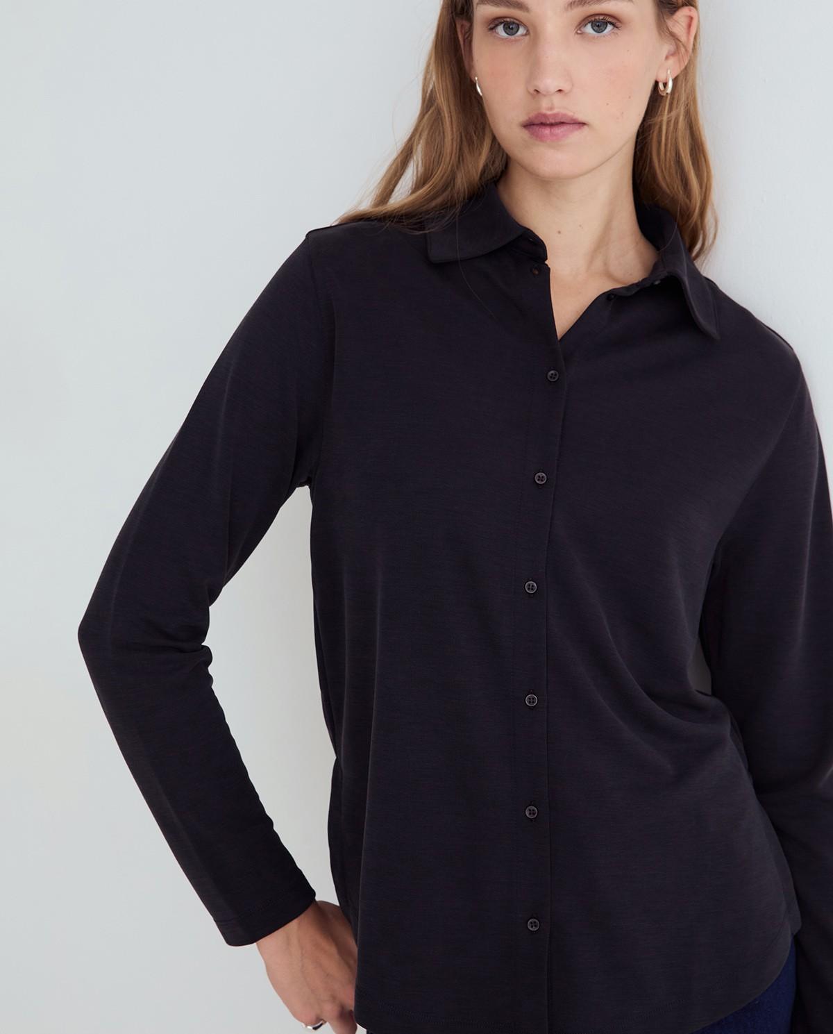 Camisa de mujer con cuello camisero - Yerse - Negro Negro-1