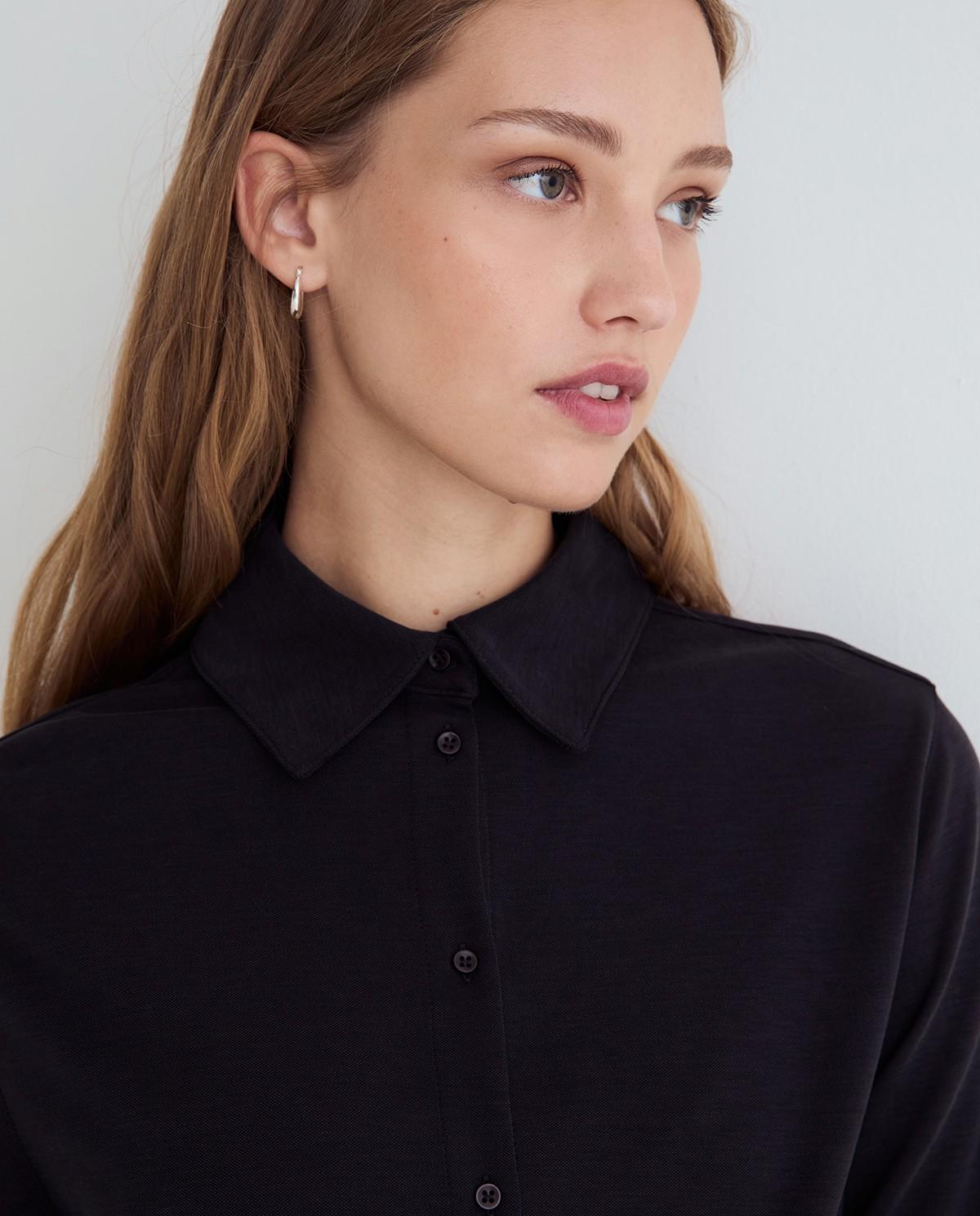 Camisa de mujer con cuello camisero - Yerse - Negro Negro-2